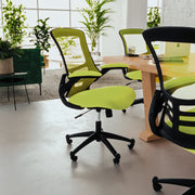 Kelista Mid-Back Green Mesh Swivel Ergonomic Task Office Chair with Flip-Up Arms