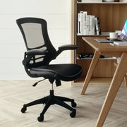 Kelista Desk Chair with Wheels | Swivel Chair with Mid-Back Black Mesh and LeatherSoft Seat for Home Office and Desk