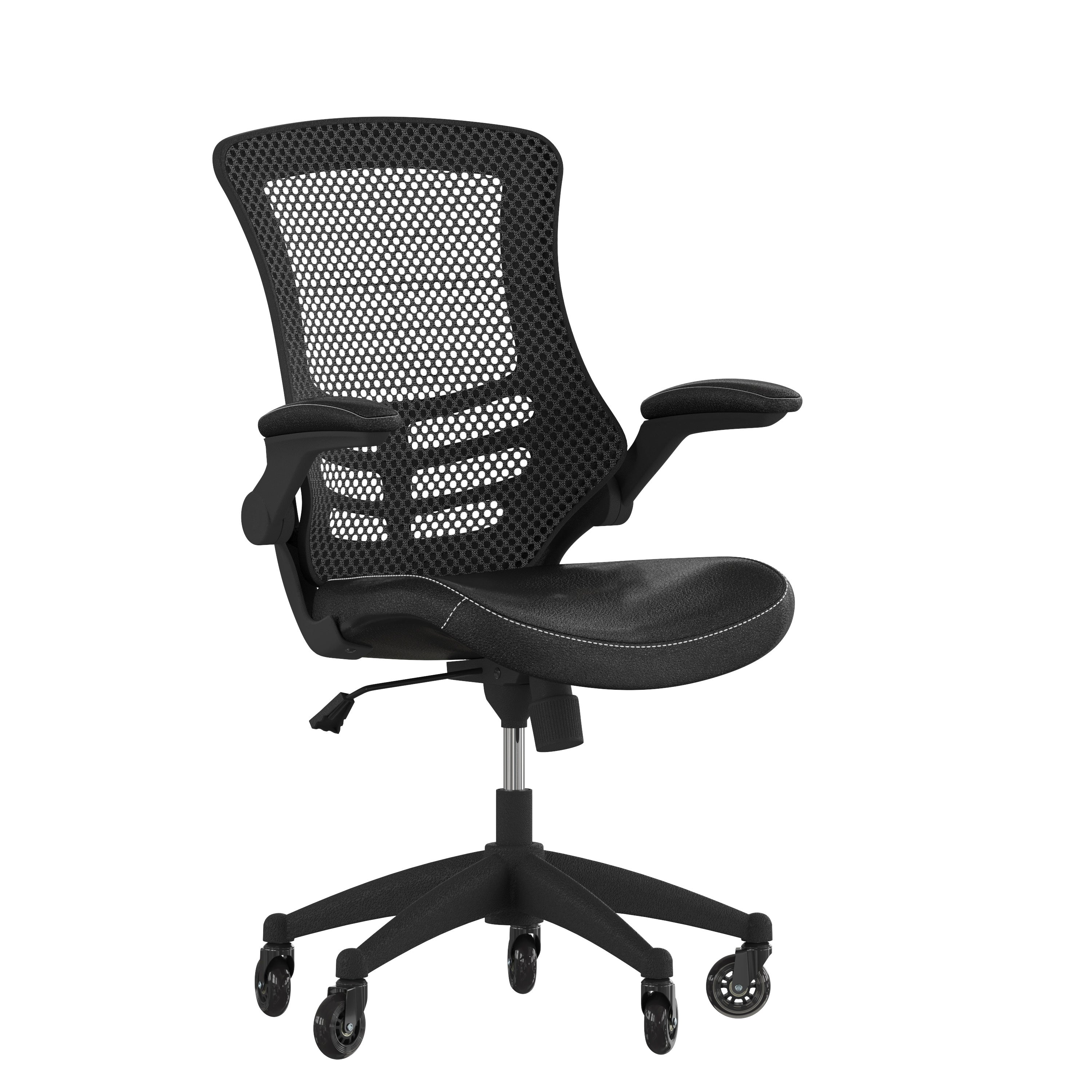 Kelista Desk Chair with Transparent Roller Wheels | Swivel Chair with Kelista Mid-Back Black Mesh and LeatherSoft Seat for Home Office and Desk