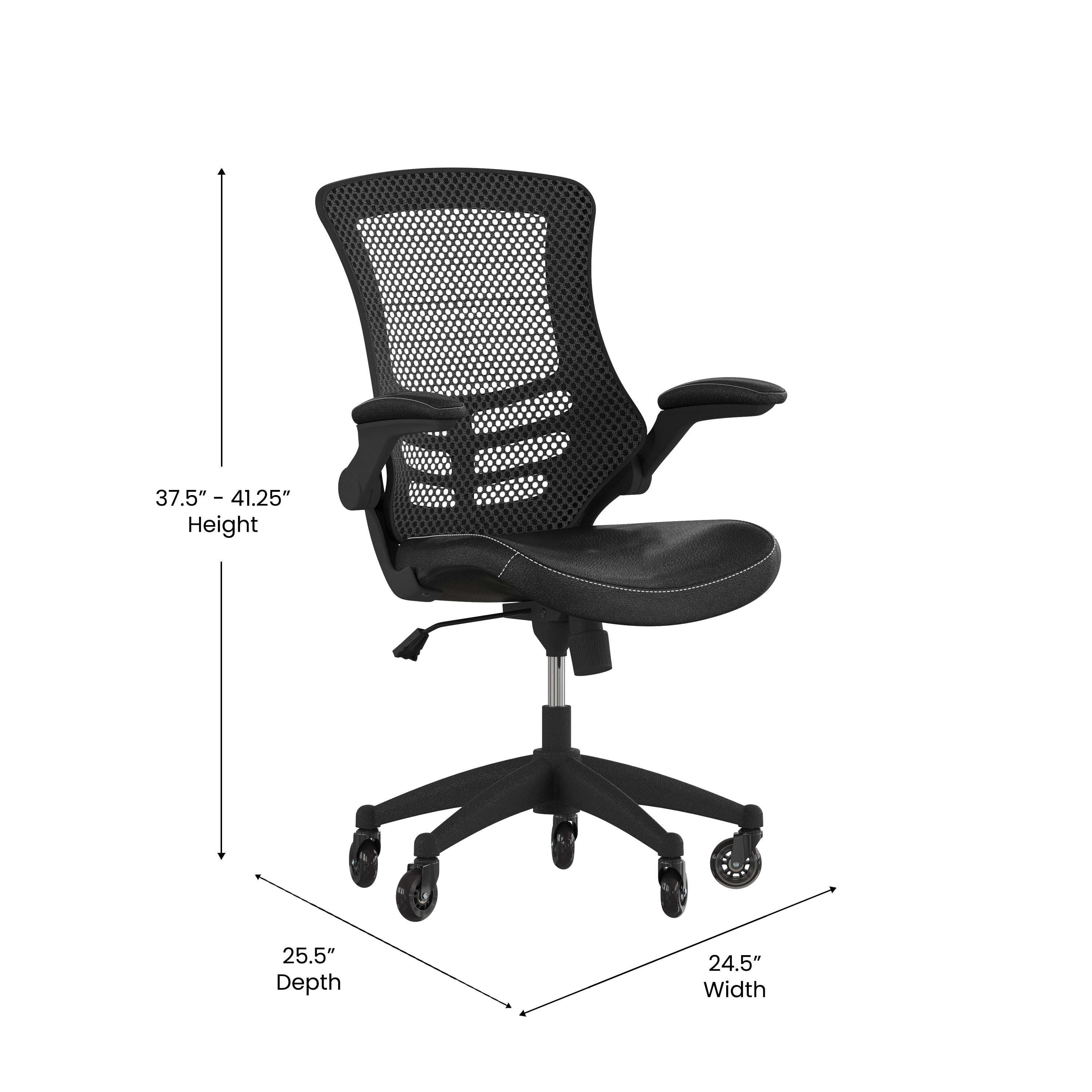 Kelista Desk Chair with Transparent Roller Wheels | Swivel Chair with Kelista Mid-Back Black Mesh and LeatherSoft Seat for Home Office and Desk