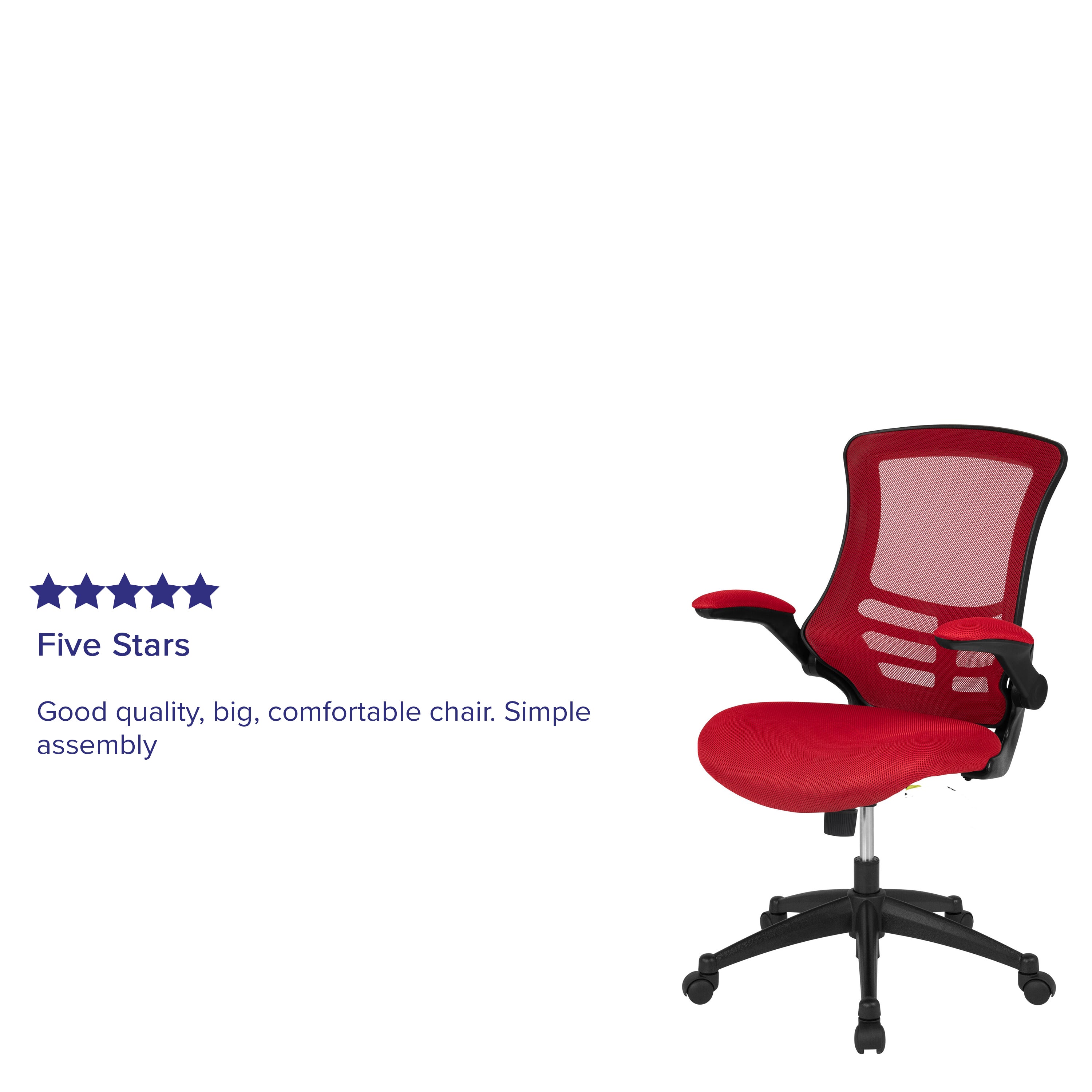 Kelista Mid-Back Red Mesh Swivel Ergonomic Task Office Chair with Flip-Up Arms
