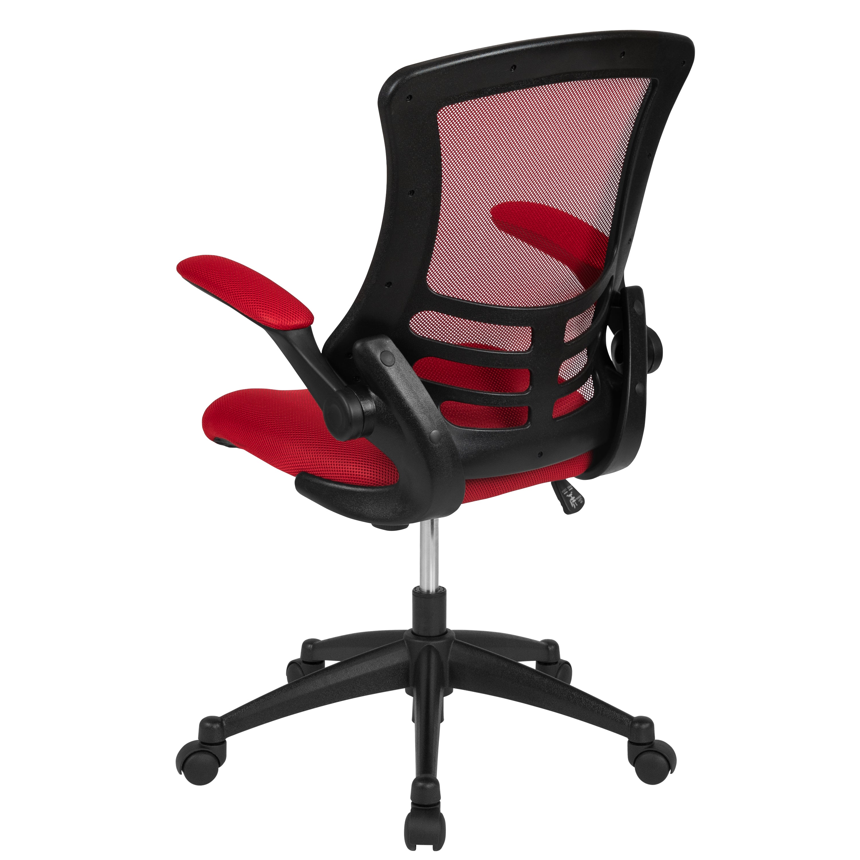 Kelista Mid-Back Red Mesh Swivel Ergonomic Task Office Chair with Flip-Up Arms