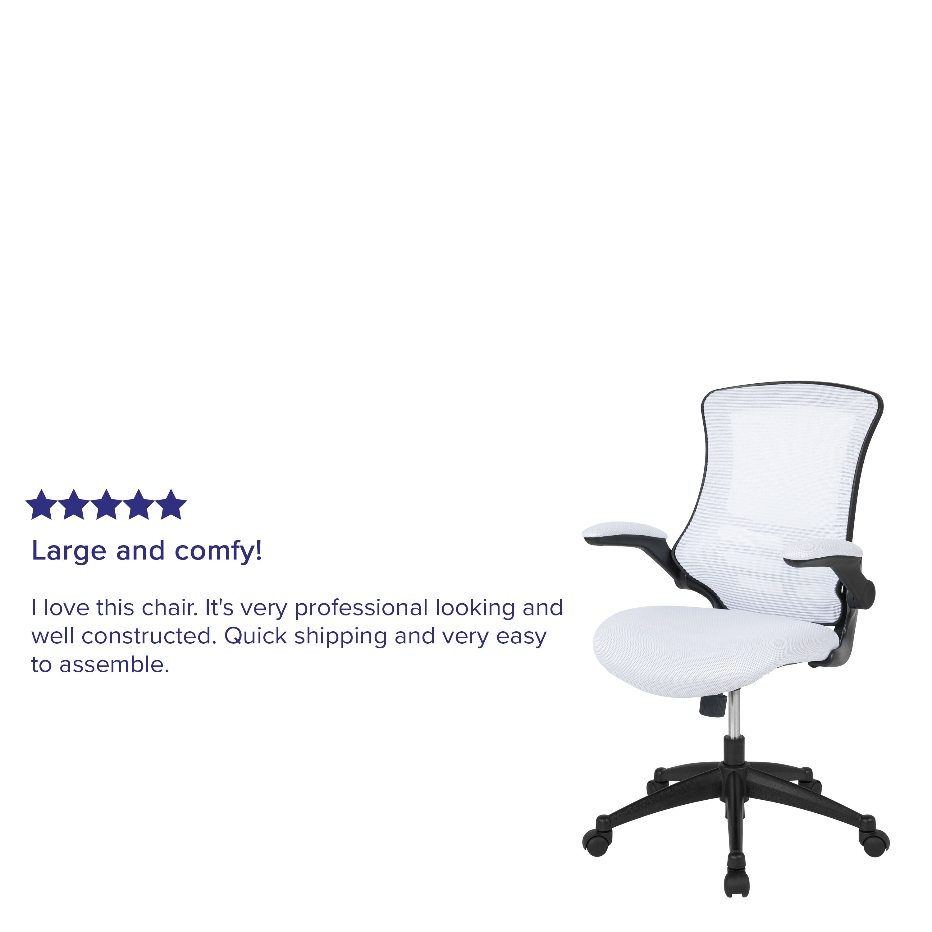 Kelista Mid-Back White Mesh Swivel Ergonomic Task Office Chair with Flip-Up Arms