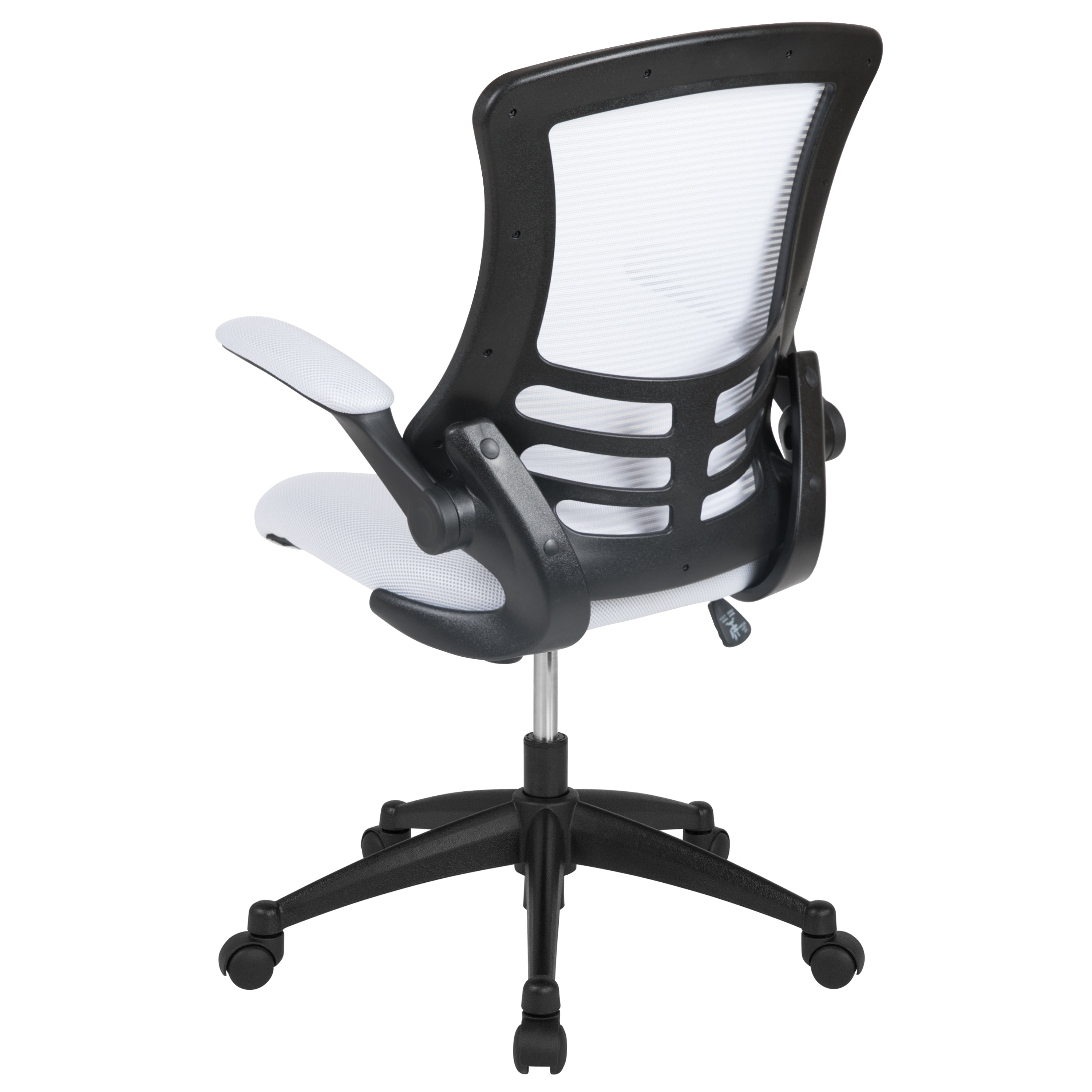 Kelista Mid-Back White Mesh Swivel Ergonomic Task Office Chair with Flip-Up Arms