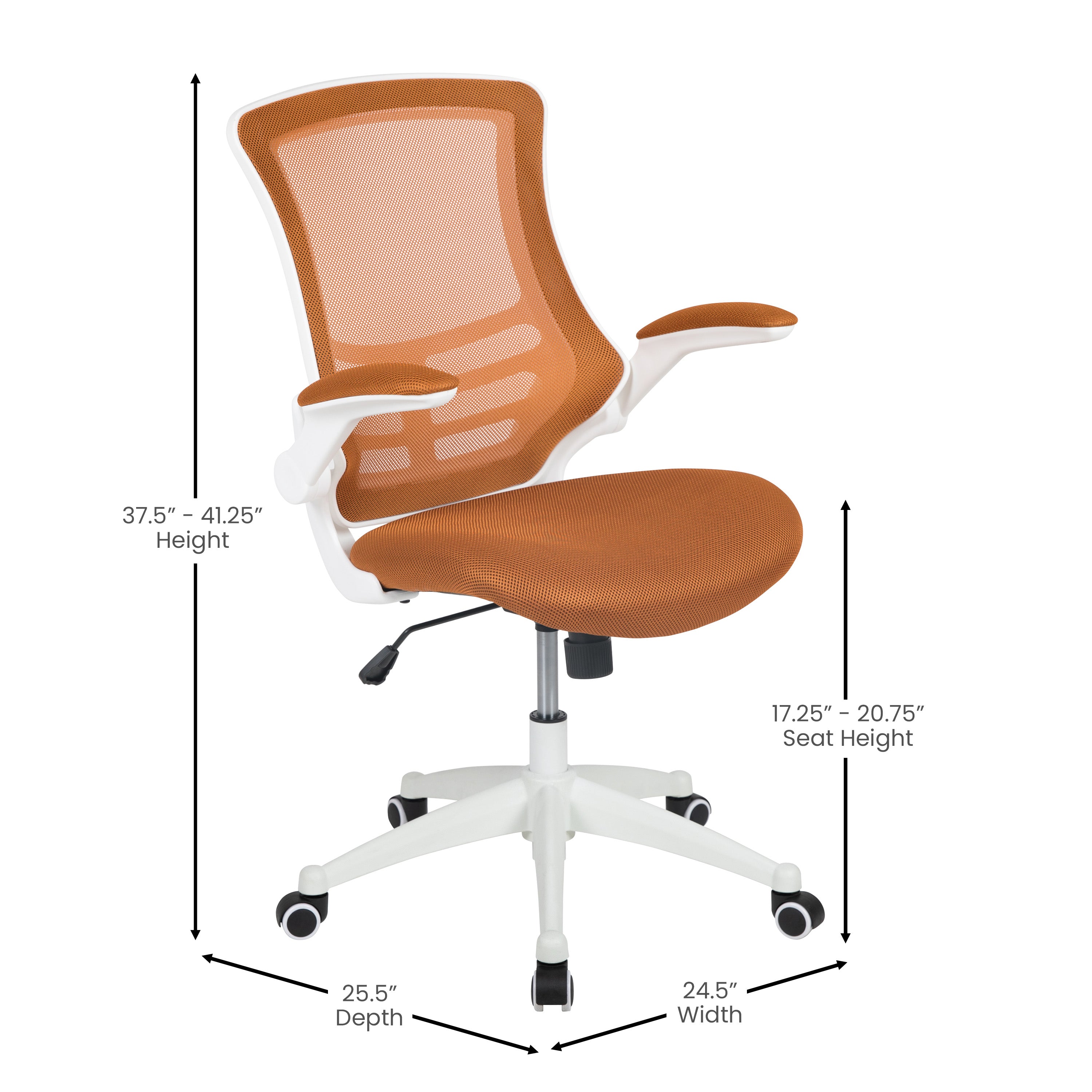 Kelista Mid-Back Tan Mesh Swivel Ergonomic Task Office Chair with White Frame and Flip-Up Arms