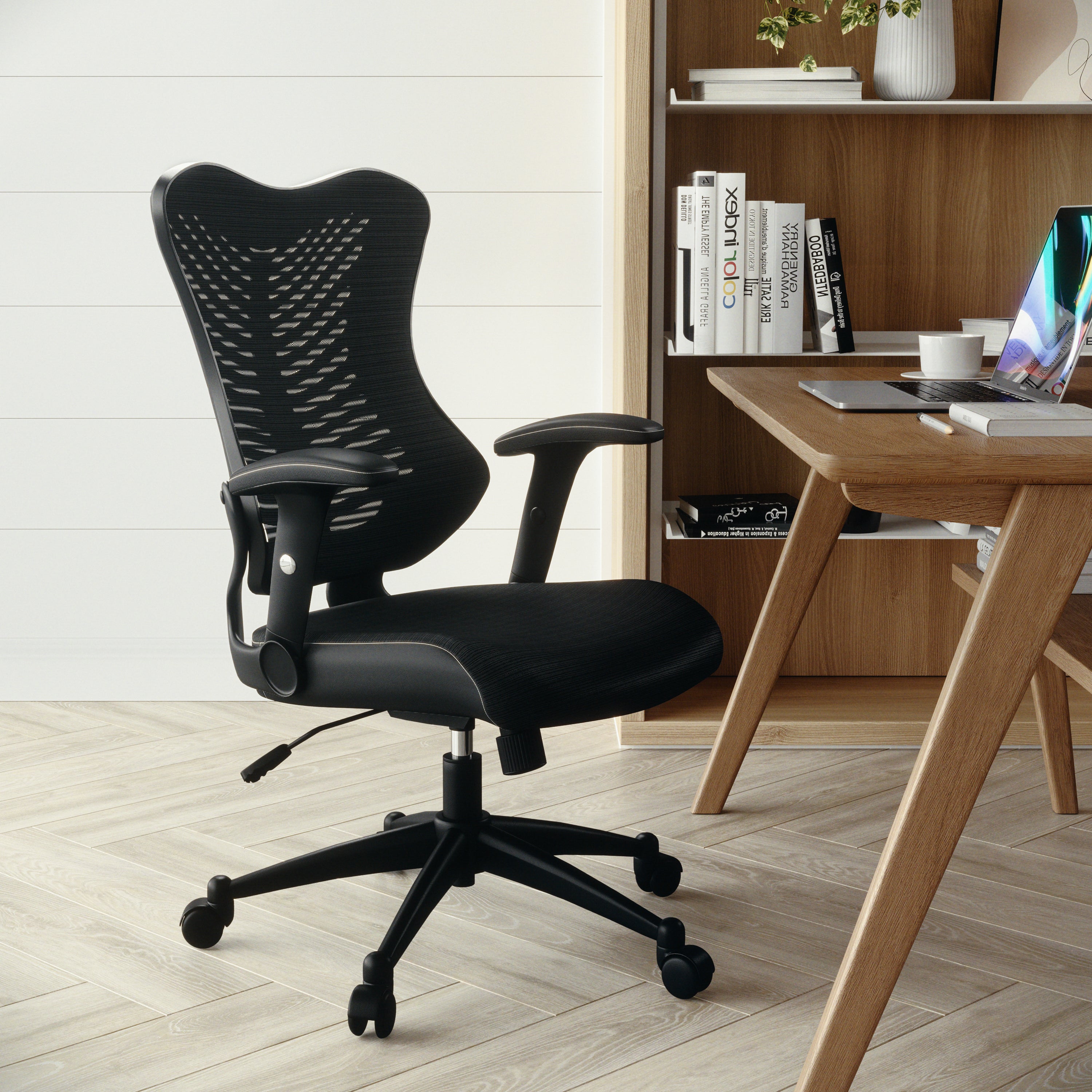 Kale High Back Designer Black Mesh Executive Swivel Ergonomic Office Chair with Adjustable Arms