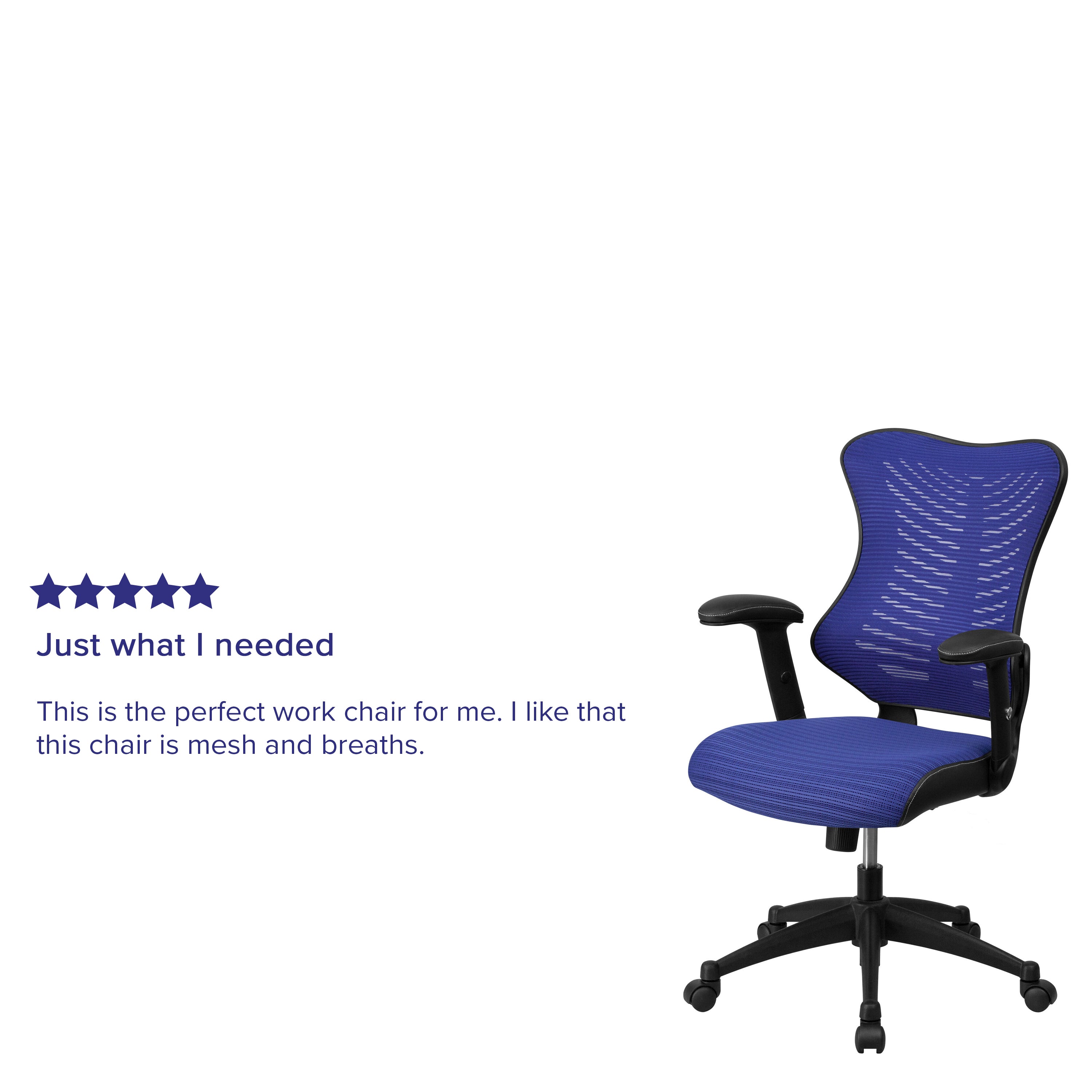 Kale High Back Designer Blue Mesh Executive Swivel Ergonomic Office Chair with Adjustable Arms