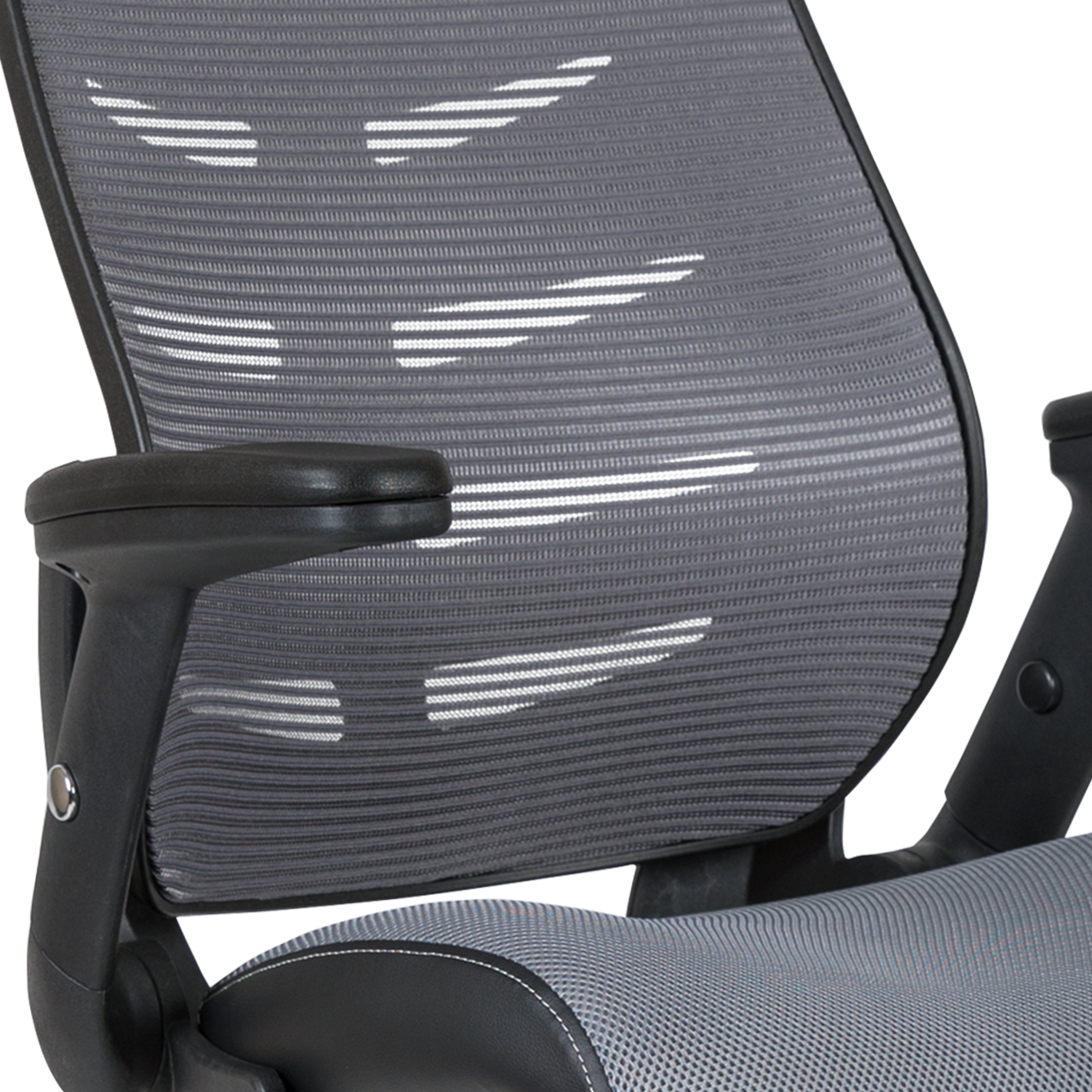 Kale High Back Dark Gray Mesh Spine-Back Ergonomic Drafting Chair with Adjustable Foot Ring and Adjustable Flip-Up Arms