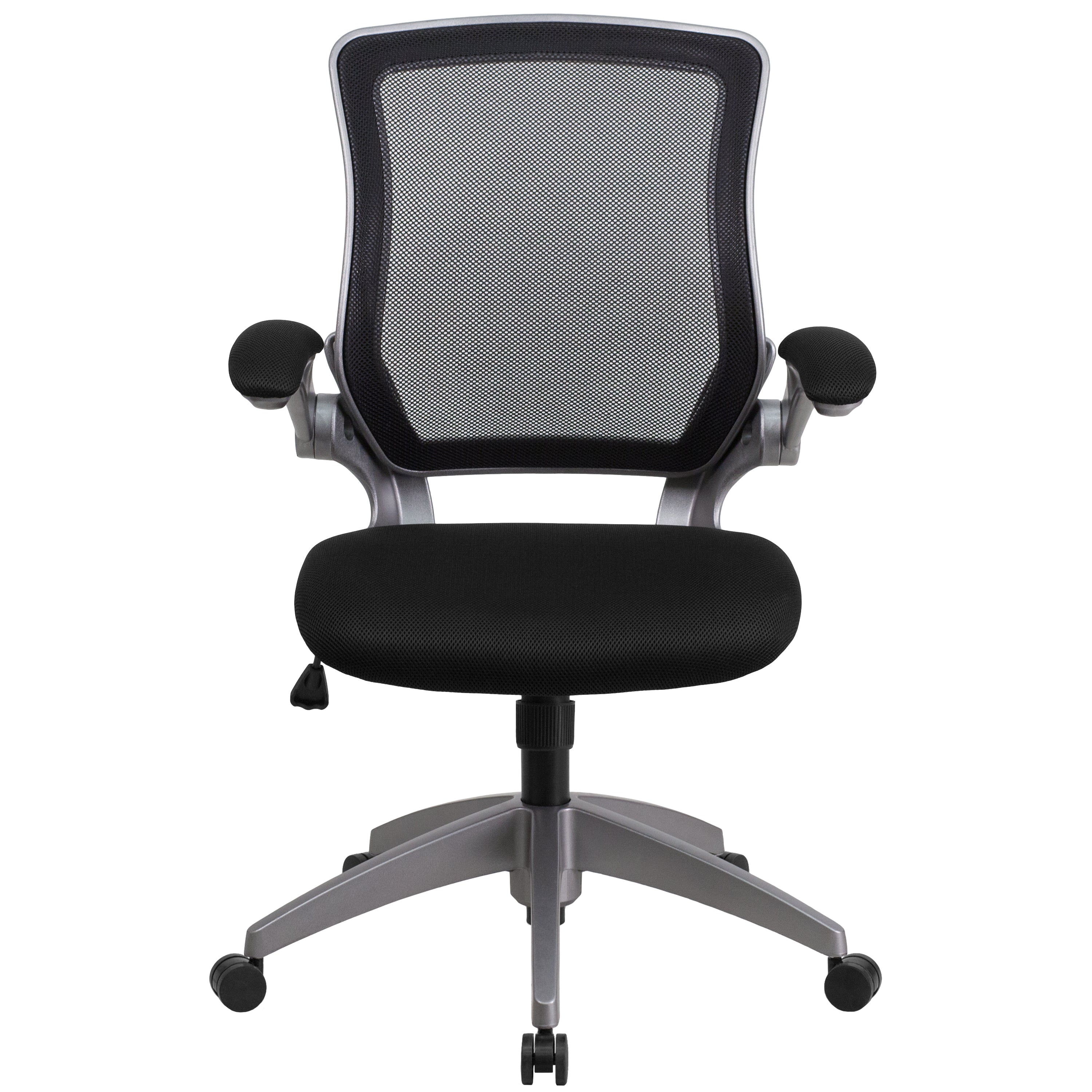 Kale Mid-Back Black Mesh Swivel Ergonomic Task Office Chair with Gray Frame and Flip-Up Arms