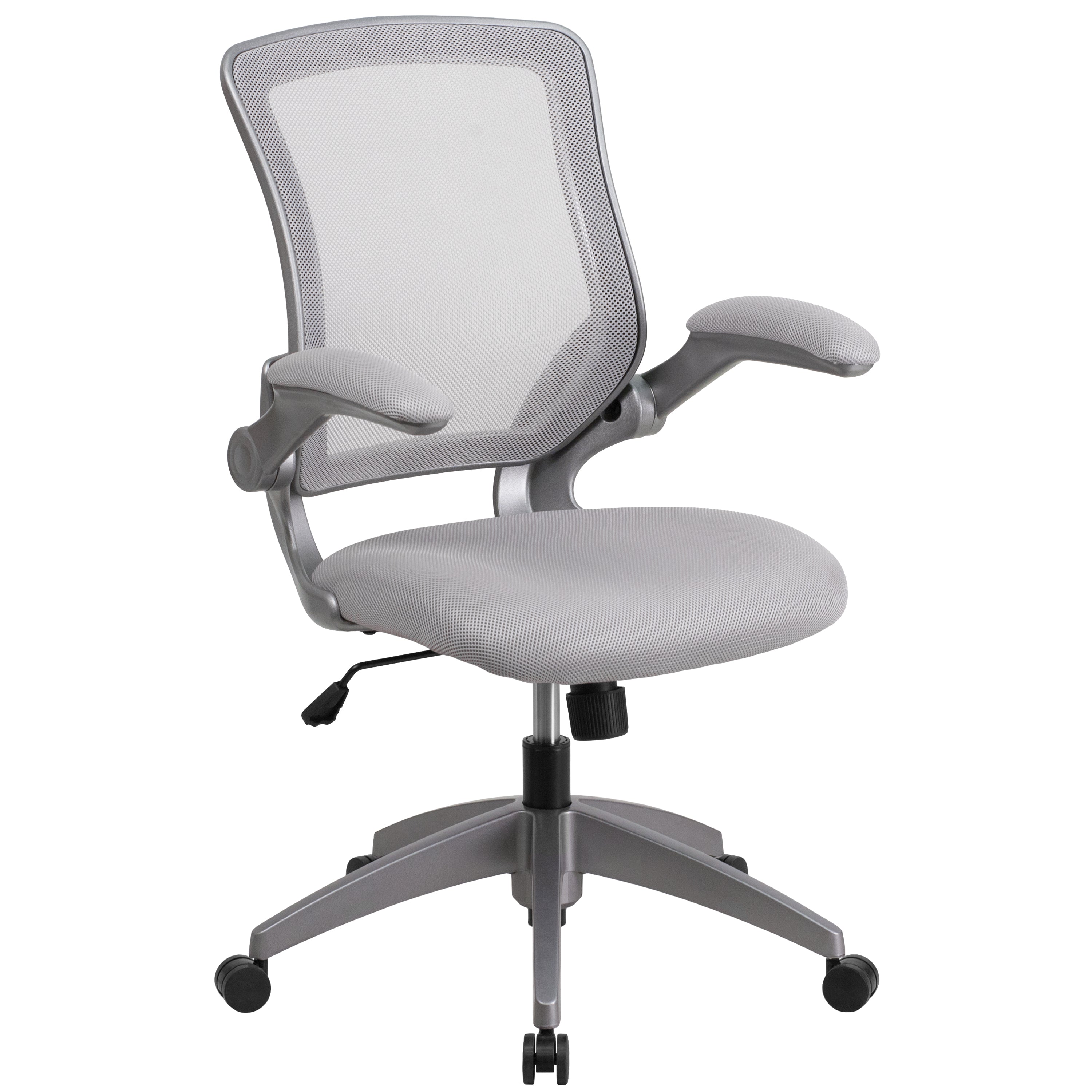 Kale Mid-Back Gray Mesh Swivel Ergonomic Task Office Chair with Gray Frame and Flip-Up Arms