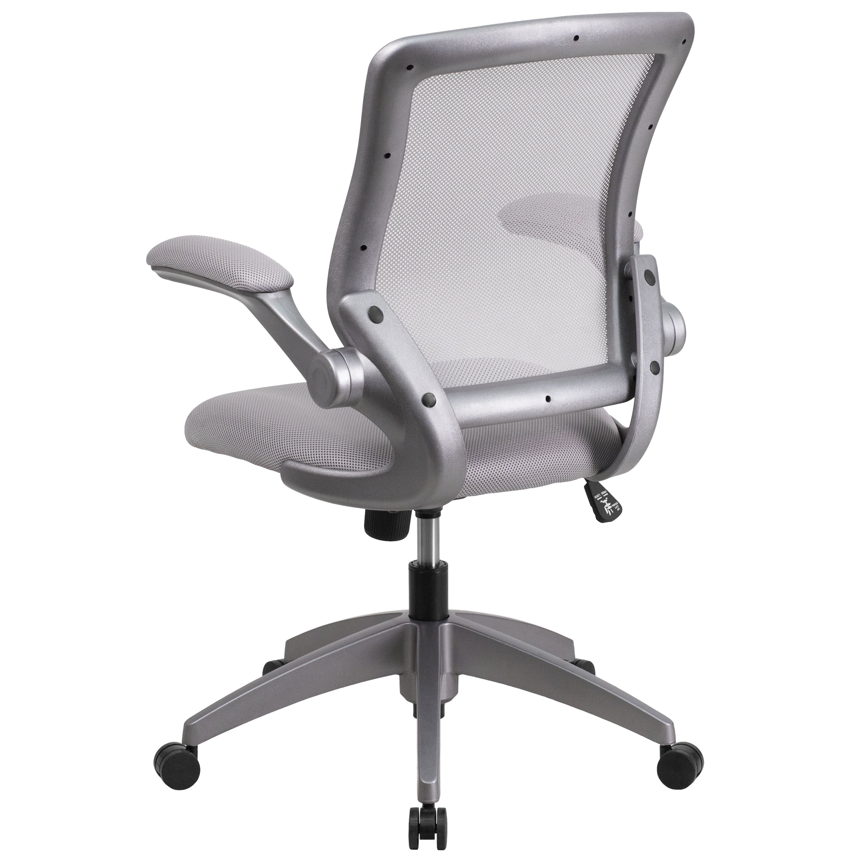 Kale Mid-Back Gray Mesh Swivel Ergonomic Task Office Chair with Gray Frame and Flip-Up Arms