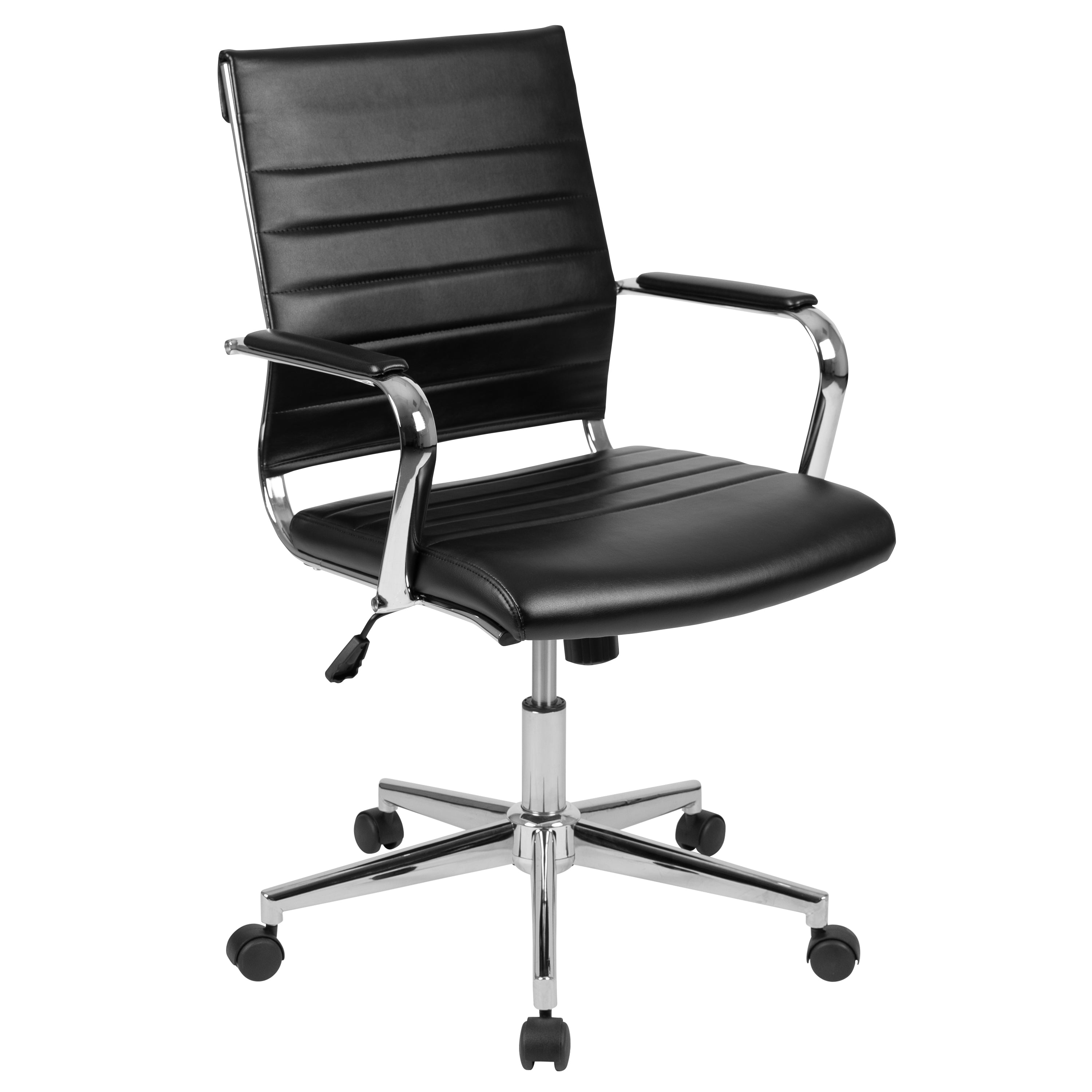 Lake 5 Piece Cherry Oval Conference Table Set with 4 Black LeatherSoft Ribbed Executive Chairs