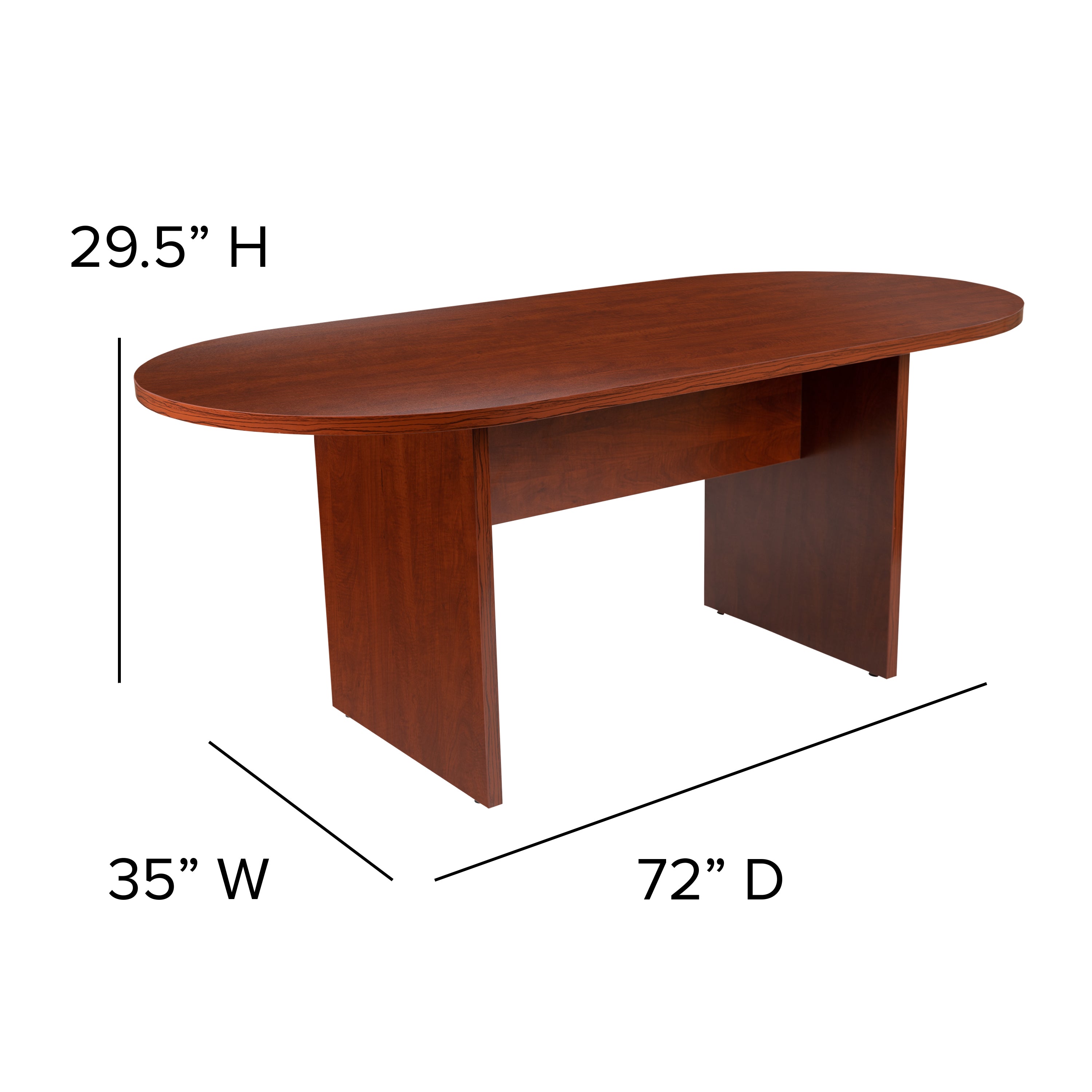 Lake 5 Piece Cherry Oval Conference Table Set with 4 Black LeatherSoft-Padded Task Chairs