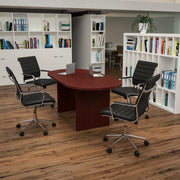 Lake 5 Piece Mahogany Oval Conference Table Set with 4 Black LeatherSoft Ribbed Executive Chairs