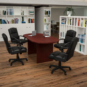 Lake 5 Piece Mahogany Oval Conference Table Set with 4 Black LeatherSoft-Padded Task Chairs