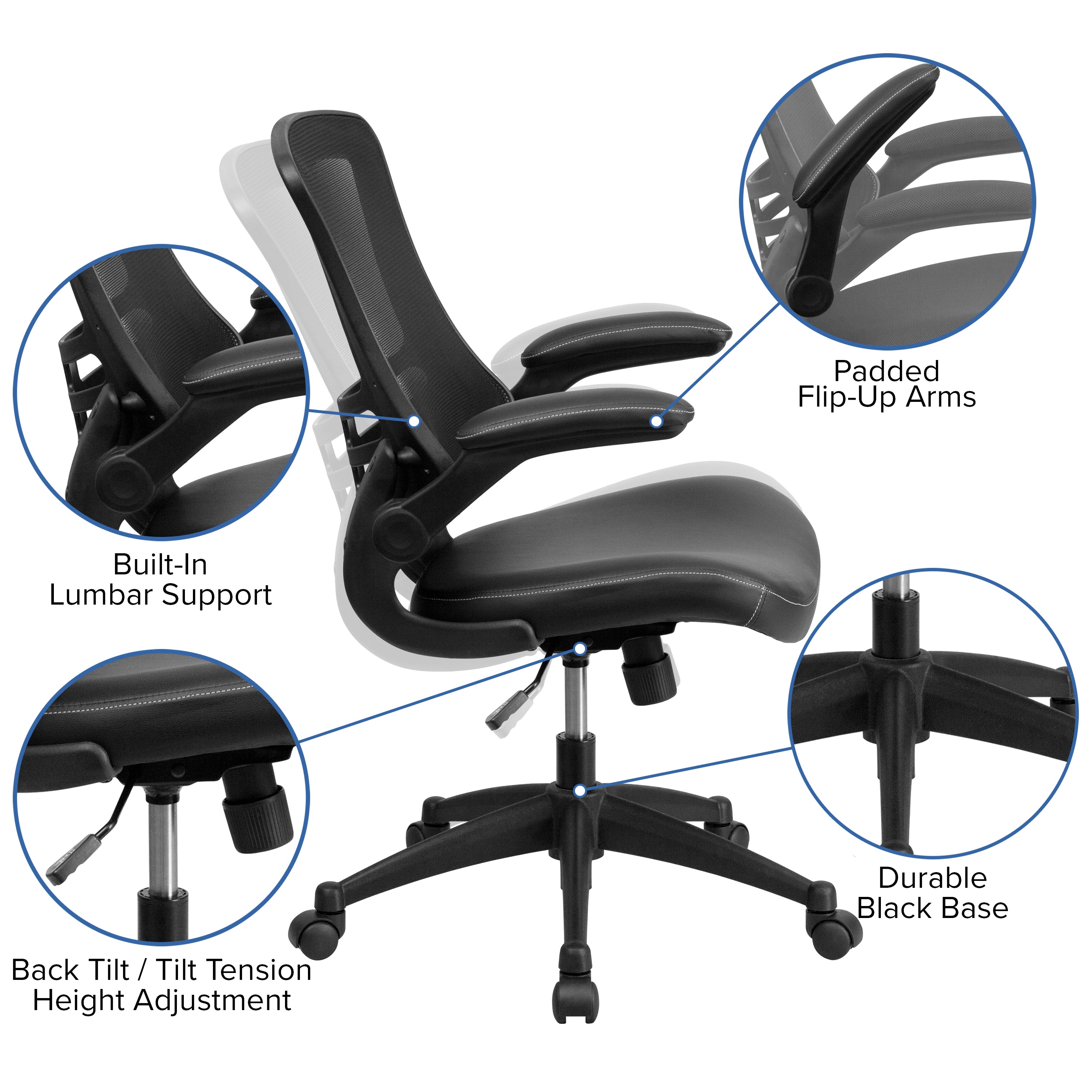 Calder Work From Home Kit - Black Computer Desk, Ergonomic Mesh/LeatherSoft Office Chair and Locking Mobile Filing Cabinet