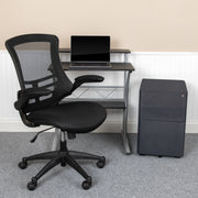 Calder Work From Home Kit - Black Computer Desk, Ergonomic Mesh Office Chair and Locking Mobile Filing Cabinet with Side Handles