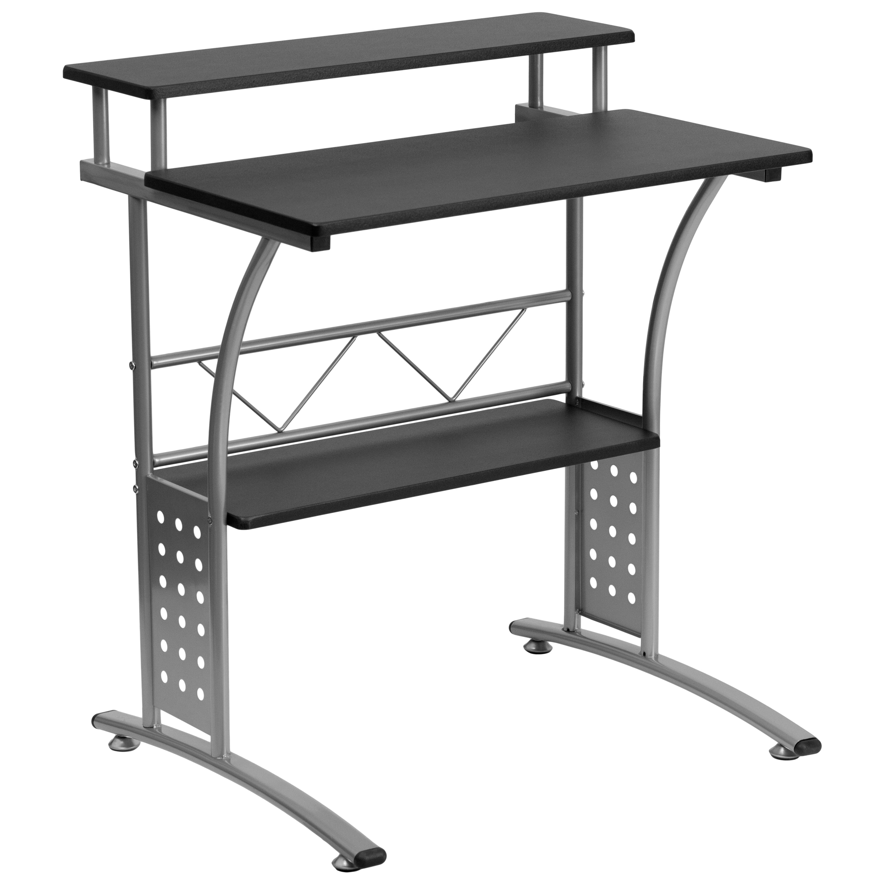 Calder Work From Home Kit - Black Computer Desk, Ergonomic Mesh Office Chair and Locking Mobile Filing Cabinet with Side Handles