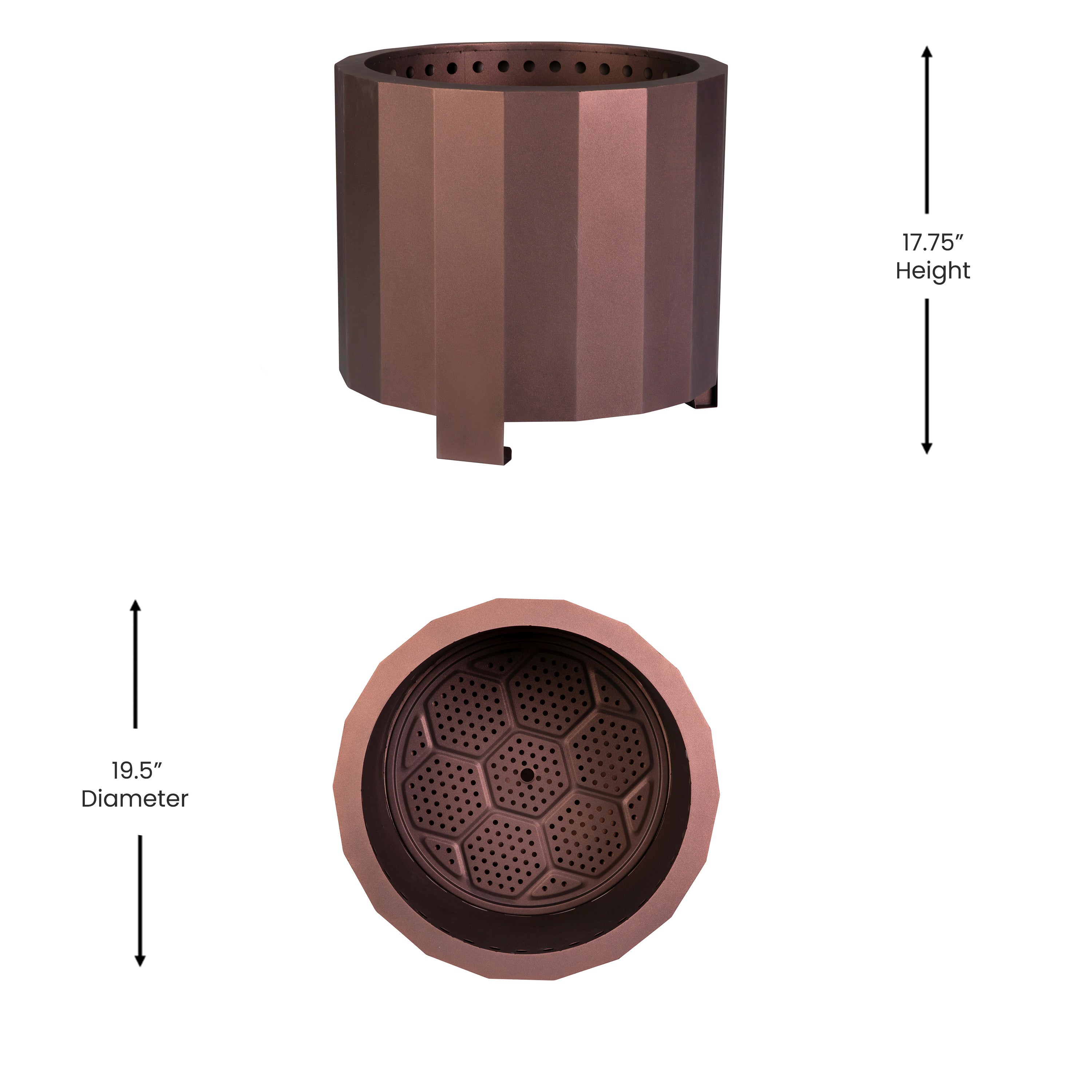 Titus Commercial Grade 19.5 inch Smokeless Outdoor Firepit, Natural Wood Burning Portable Fire Pit With Waterproof Cover, Bronze