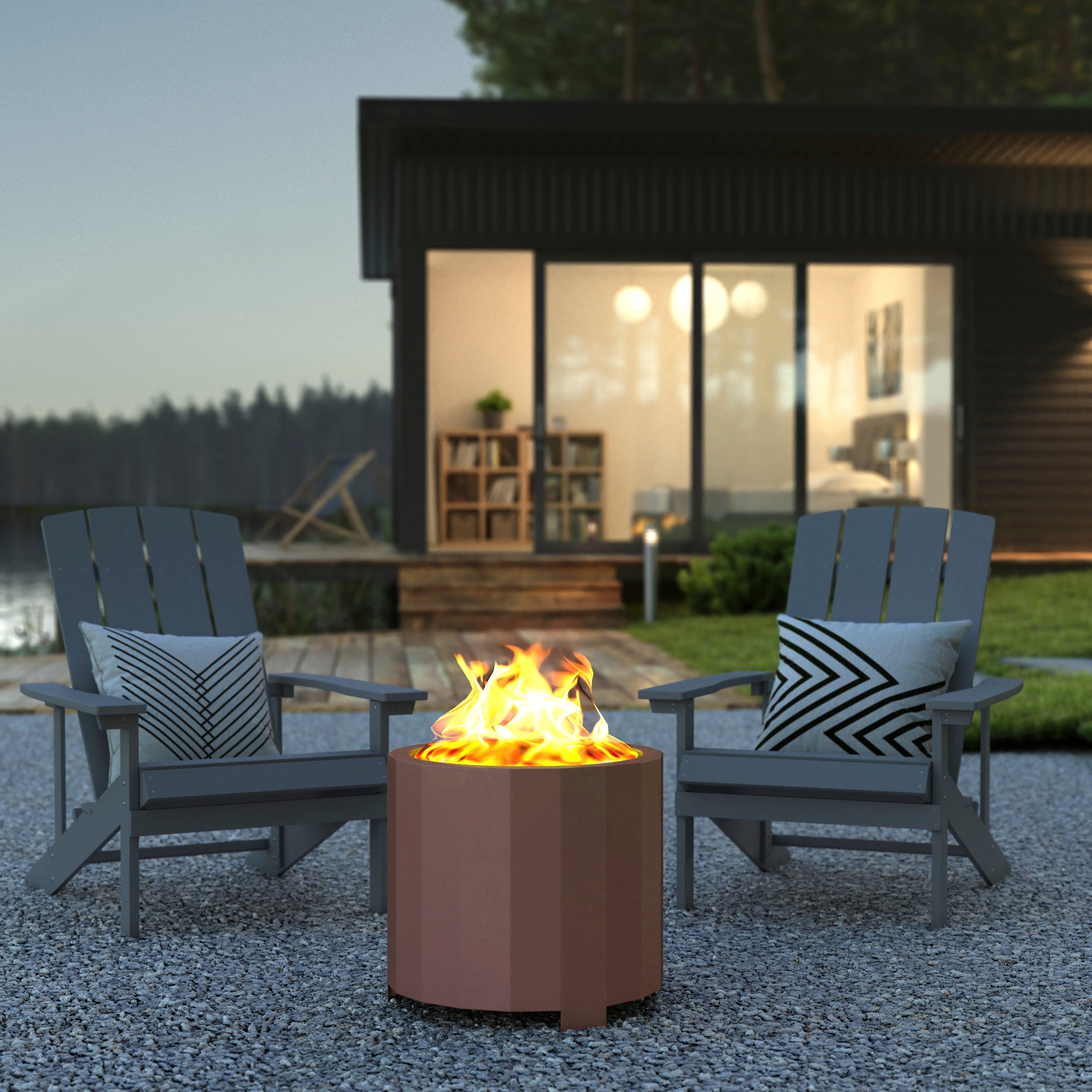Titus Commercial Grade 19.5 inch Smokeless Outdoor Firepit, Natural Wood Burning Portable Fire Pit With Waterproof Cover, Bronze