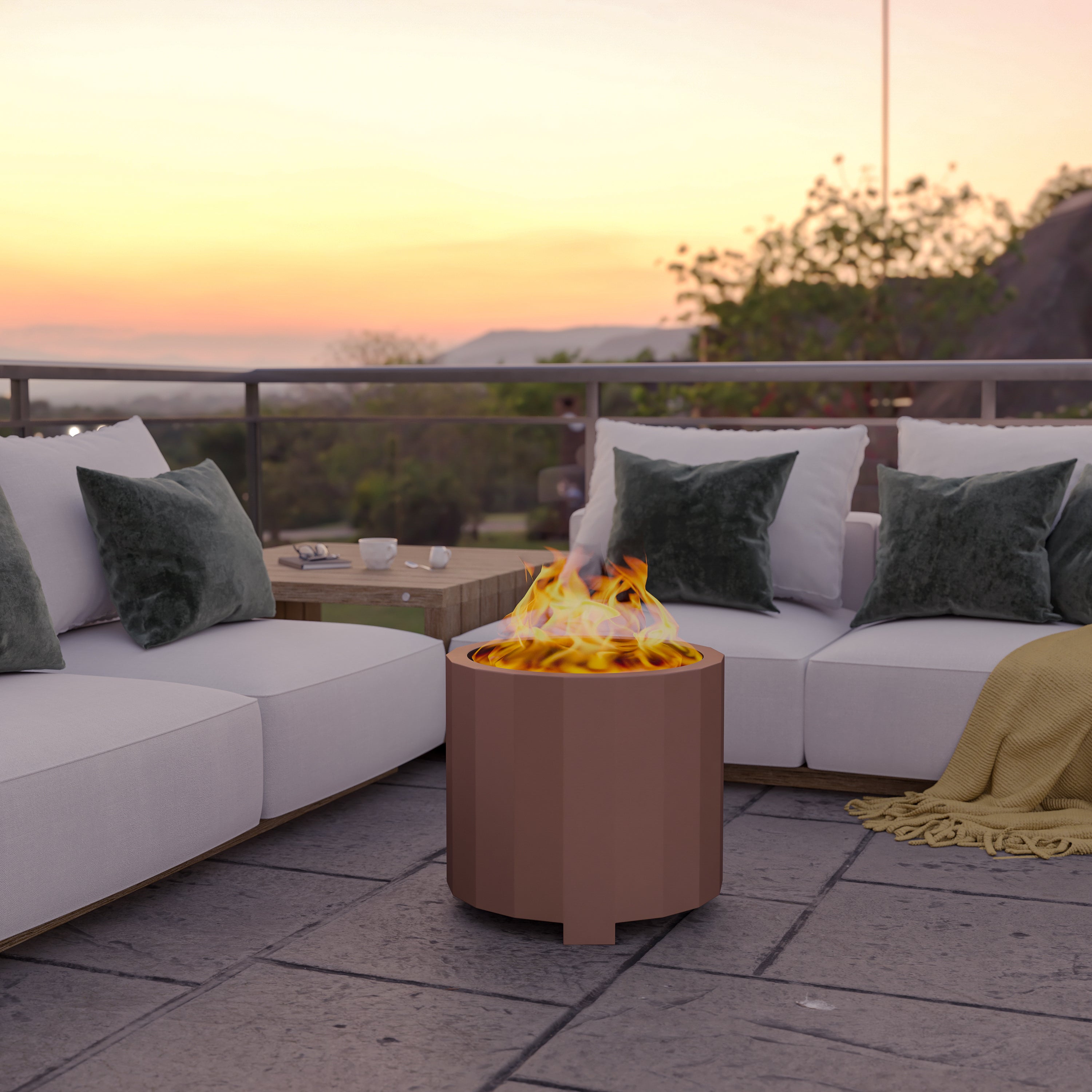 Titus Commercial Grade 19.5 inch Smokeless Outdoor Firepit, Natural Wood Burning Portable Fire Pit With Waterproof Cover, Bronze