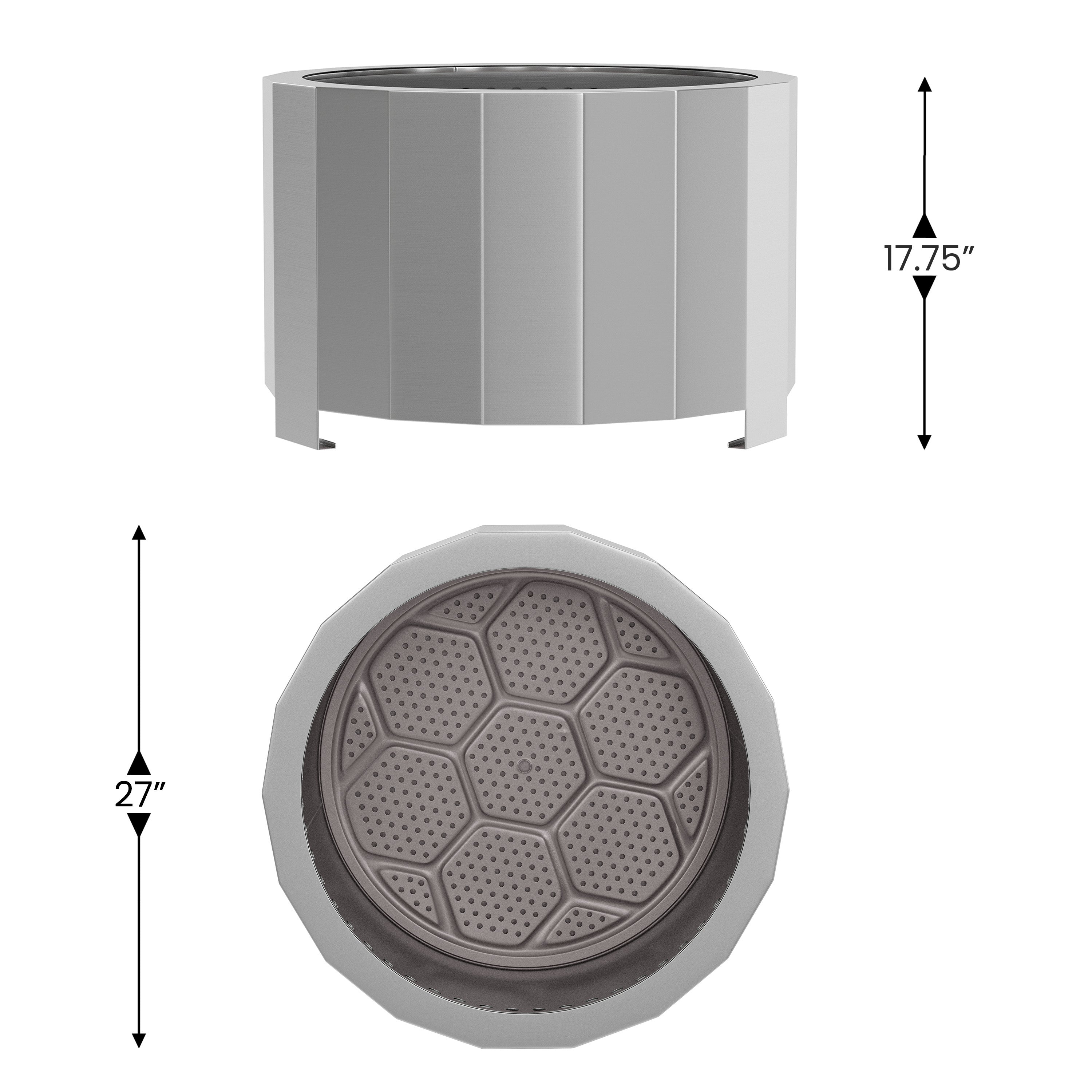 Titus Commercial Grade 27 inch Smokeless Outdoor Firepit, Natural Wood Burning Portable Fire Pit With Waterproof Cover, Stainless Steel