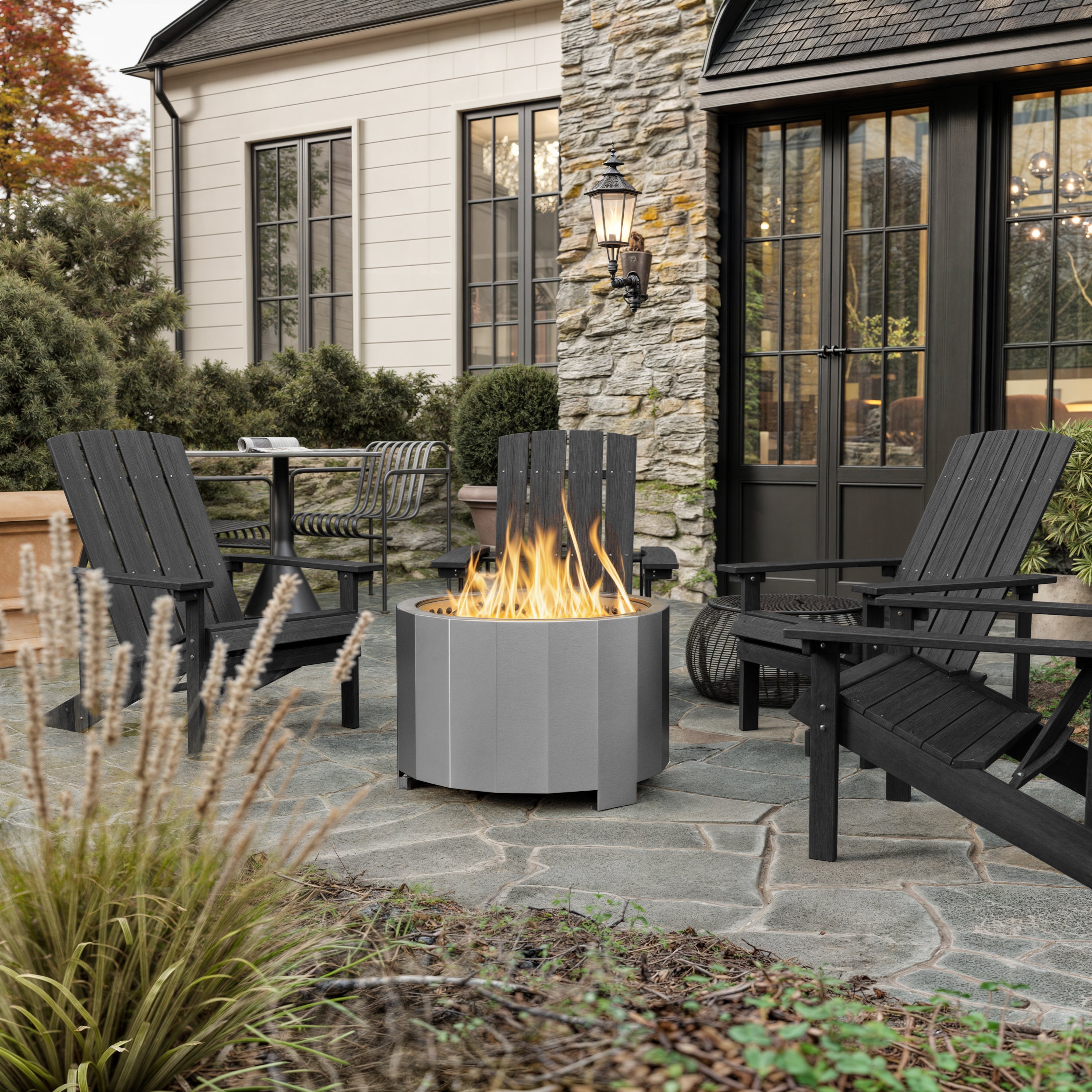Titus Commercial Grade 27 inch Smokeless Outdoor Firepit, Natural Wood Burning Portable Fire Pit With Waterproof Cover, Stainless Steel