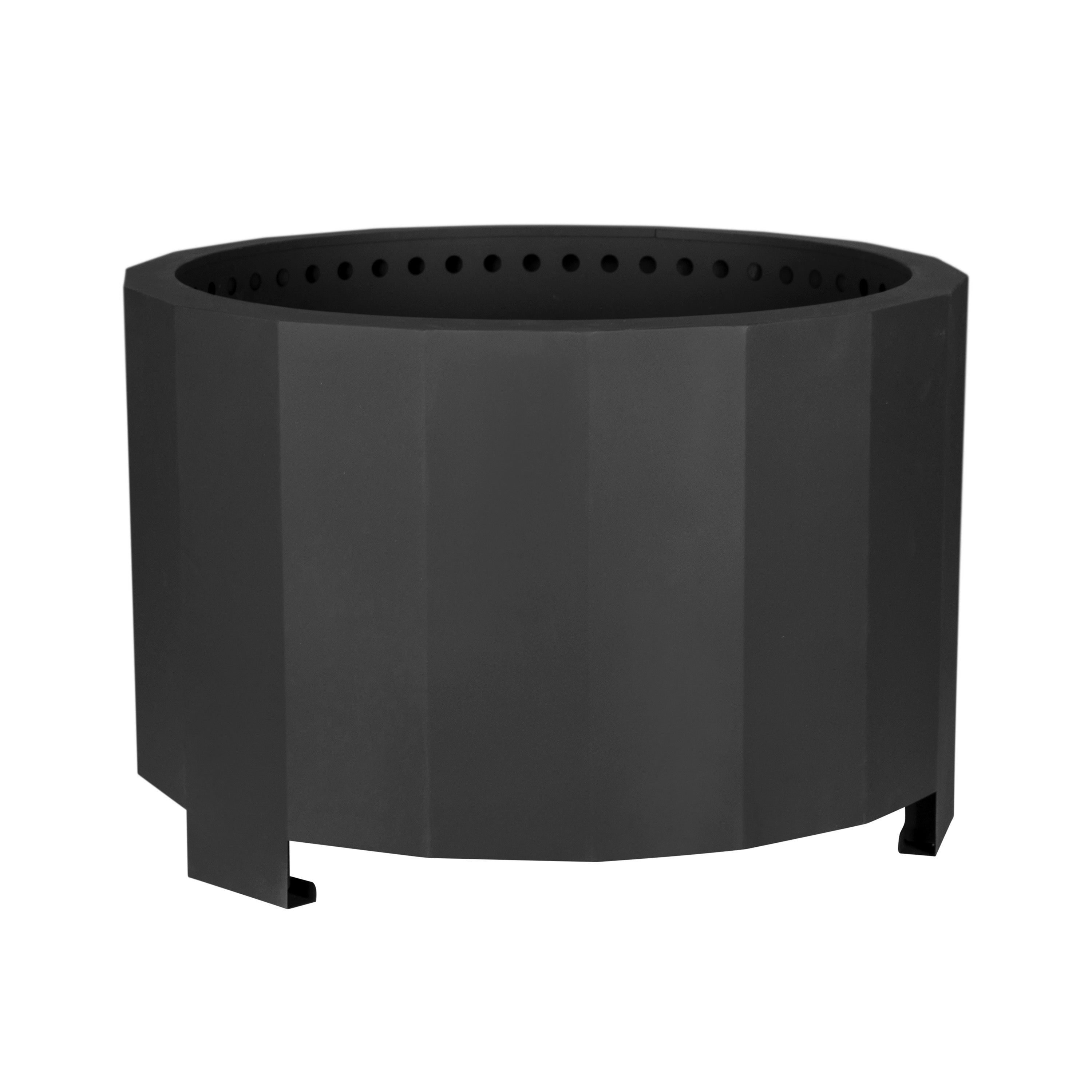 Titus Commercial Grade 27 inch Smokeless Outdoor Firepit, Natural Wood Burning Portable Fire Pit With Waterproof Cover, Black