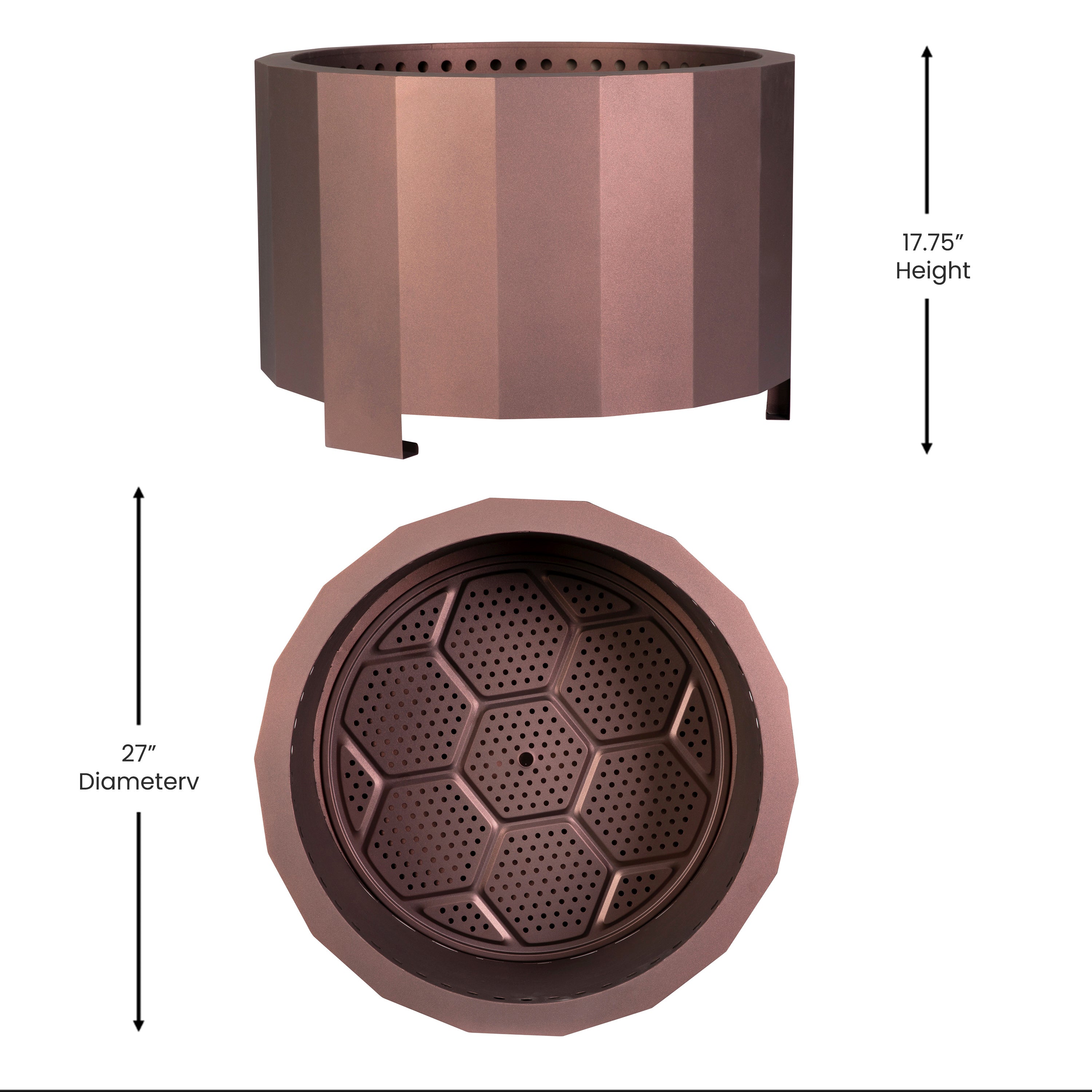 Titus Commercial Grade 27 inch Smokeless Outdoor Firepit, Natural Wood Burning Portable Fire Pit With Waterproof Cover, Bronze