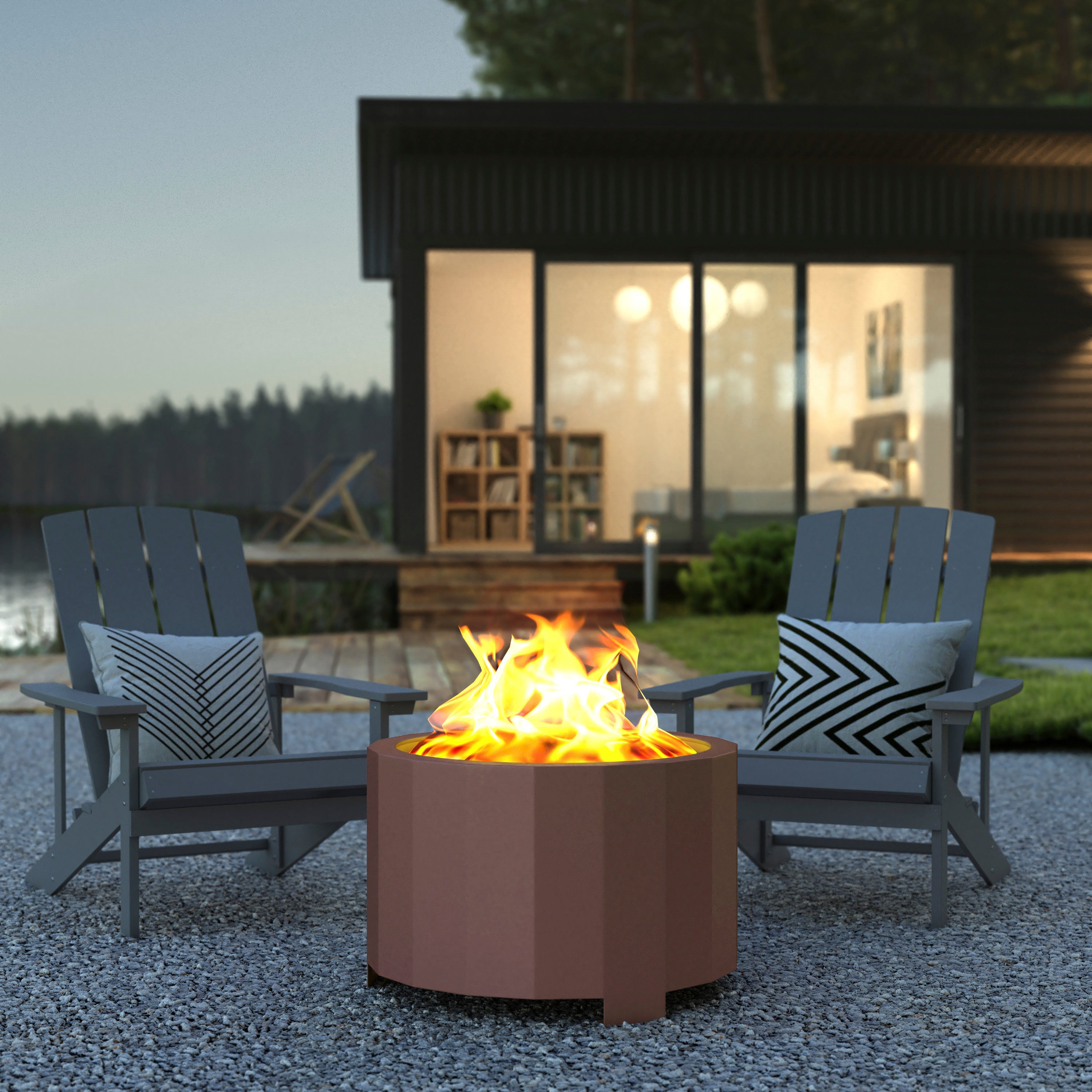 Titus Commercial Grade 27 inch Smokeless Outdoor Firepit, Natural Wood Burning Portable Fire Pit With Waterproof Cover, Bronze