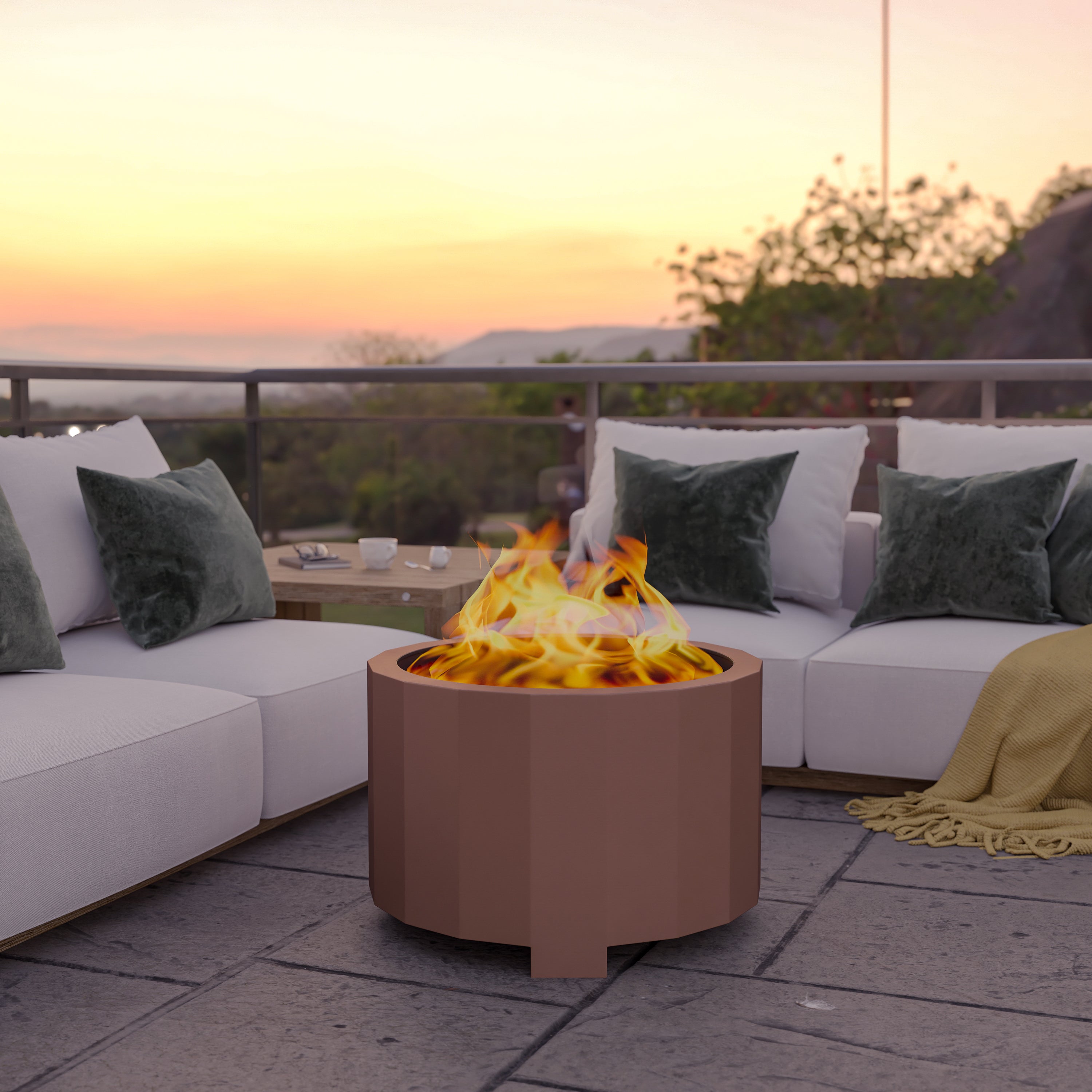Titus Commercial Grade 27 inch Smokeless Outdoor Firepit, Natural Wood Burning Portable Fire Pit With Waterproof Cover, Bronze