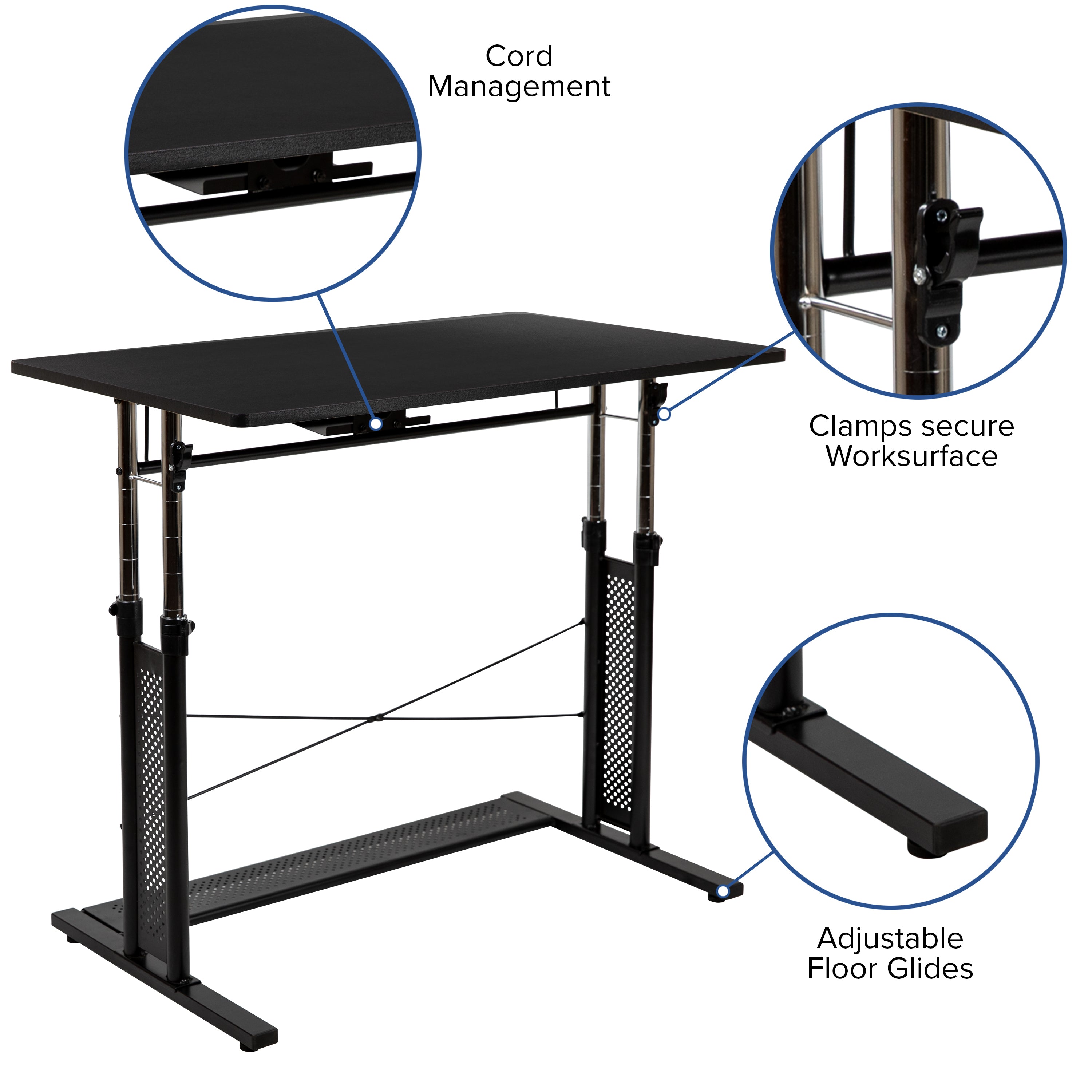 Stiles Work From Home Kit - Adjustable Computer Desk, Ergonomic Mesh Office Chair and Locking Mobile Filing Cabinet with Inset Handles