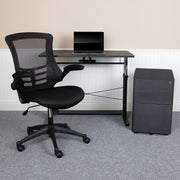 Stiles Work From Home Kit - Adjustable Computer Desk, Ergonomic Mesh Office Chair and Locking Mobile Filing Cabinet with Side Handles