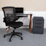 Stiles Work From Home Kit - Glass Desk with Keyboard Tray, Ergonomic Mesh Office Chair and Filing Cabinet with Lock & Inset Handles