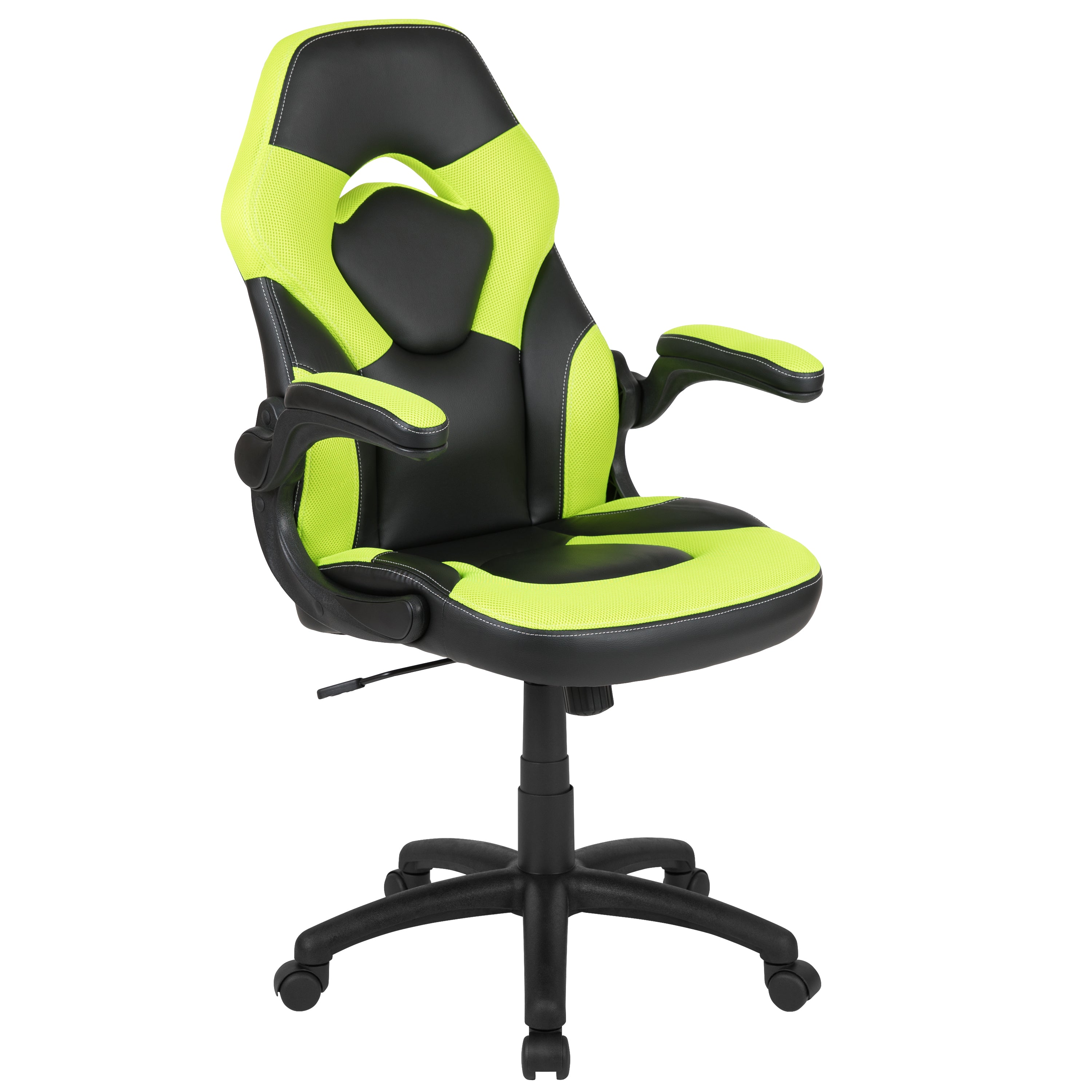 Optis Red Gaming Desk and Green/Black Racing Chair Set with Cup Holder and Headphone Hook