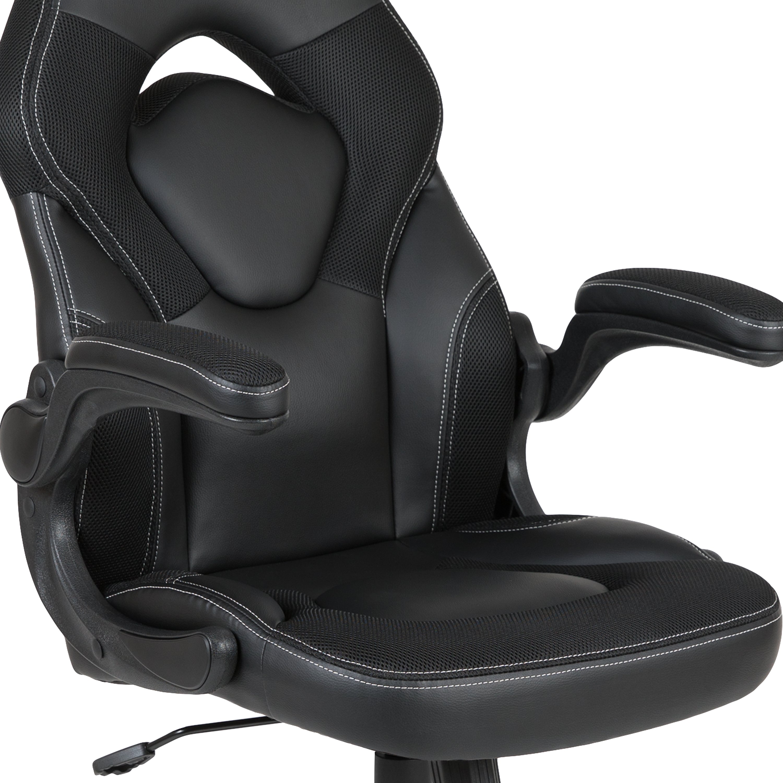 Optis Black Gaming Desk and Black Racing Chair Set with Cup Holder, Headphone Hook, and Monitor/Smartphone Stand