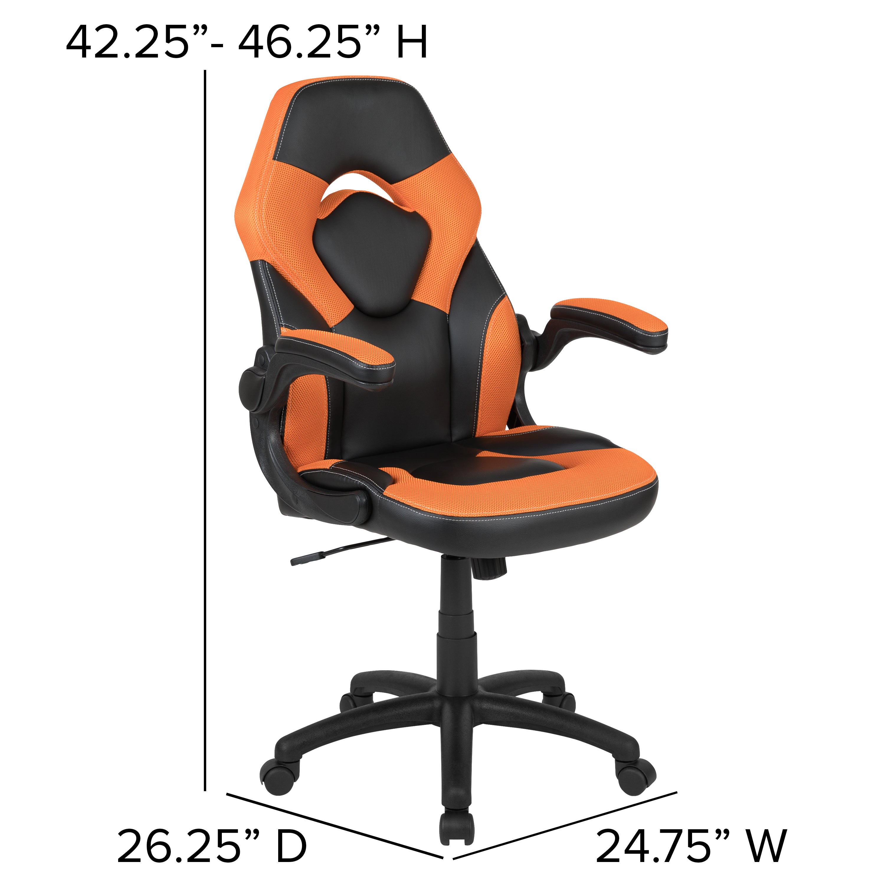 Optis Black Gaming Desk and Orange/Black Racing Chair Set with Cup Holder, Headphone Hook, and Monitor/Smartphone Stand