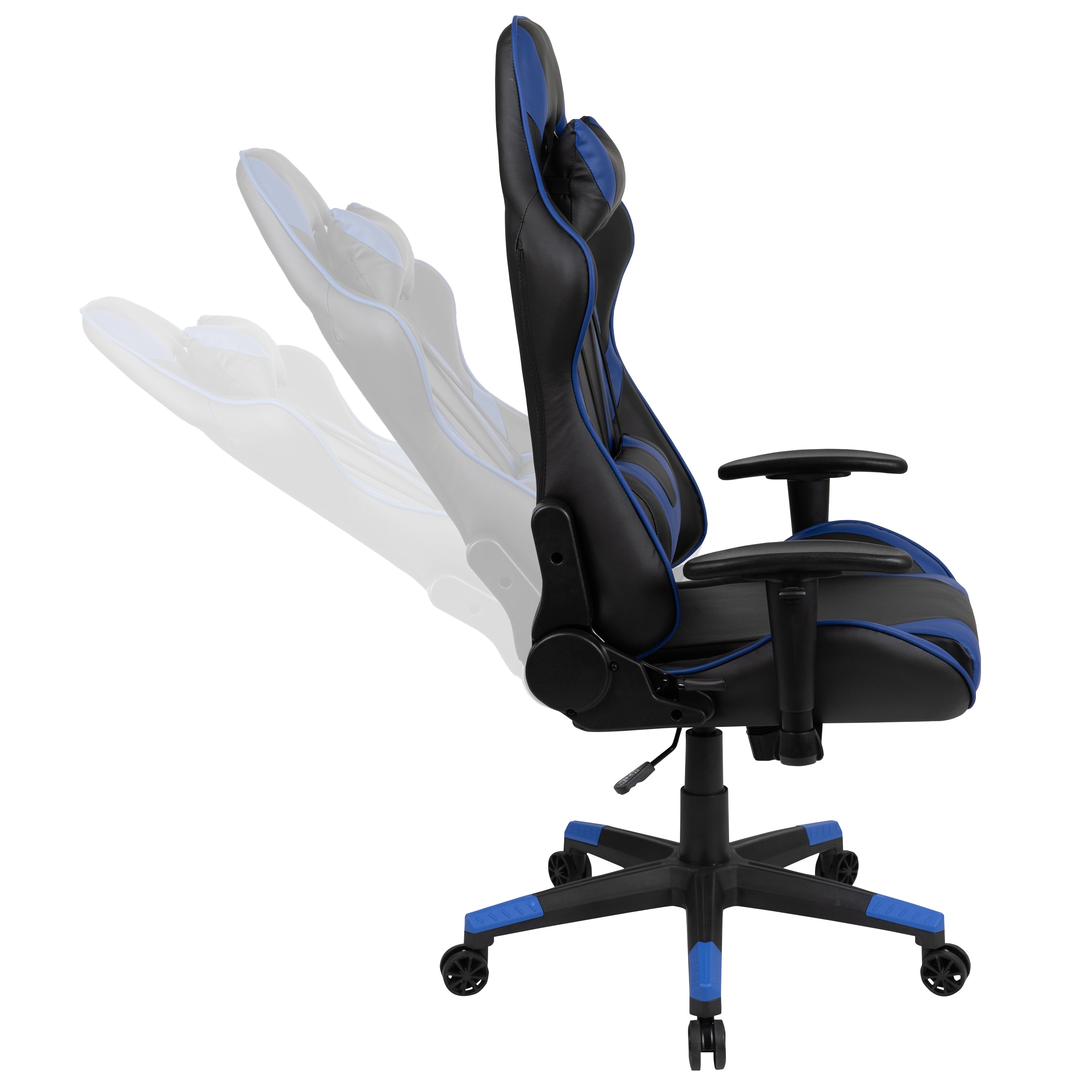Optis Red Gaming Desk and Blue Reclining Gaming Chair Set with Cup Holder and Headphone Hook
