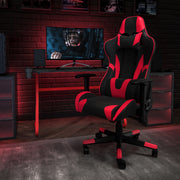 Optis Red Gaming Desk and Red/Black Reclining Gaming Chair Set with Cup Holder and Headphone Hook