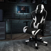 Optis Black Gaming Desk and Black Reclining Gaming Chair Set with Cup Holder, Headphone Hook, and Monitor/Smartphone Stand