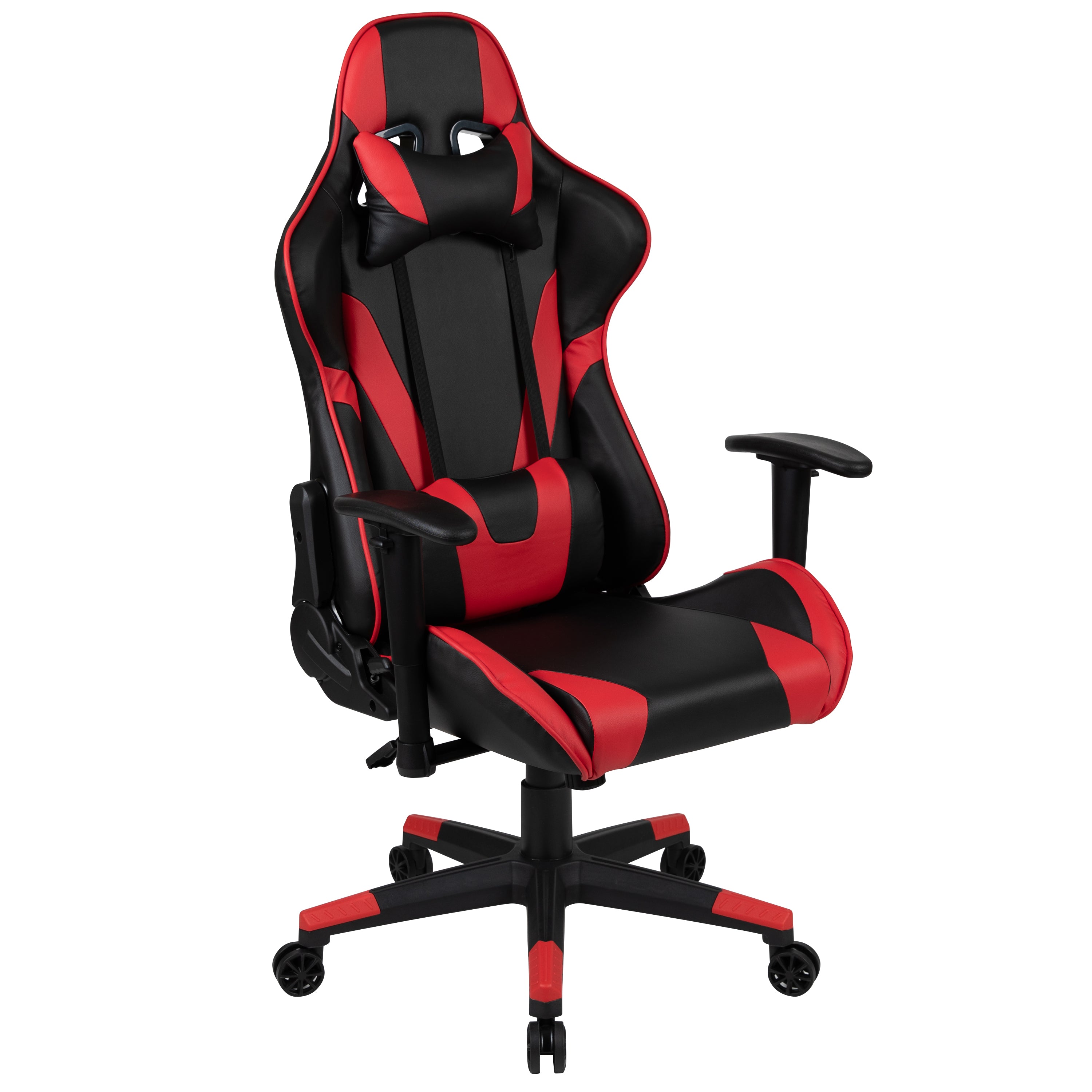 Optis Black Gaming Desk and Red/Black Reclining Gaming Chair Set with Cup Holder, Headphone Hook, and Monitor/Smartphone Stand