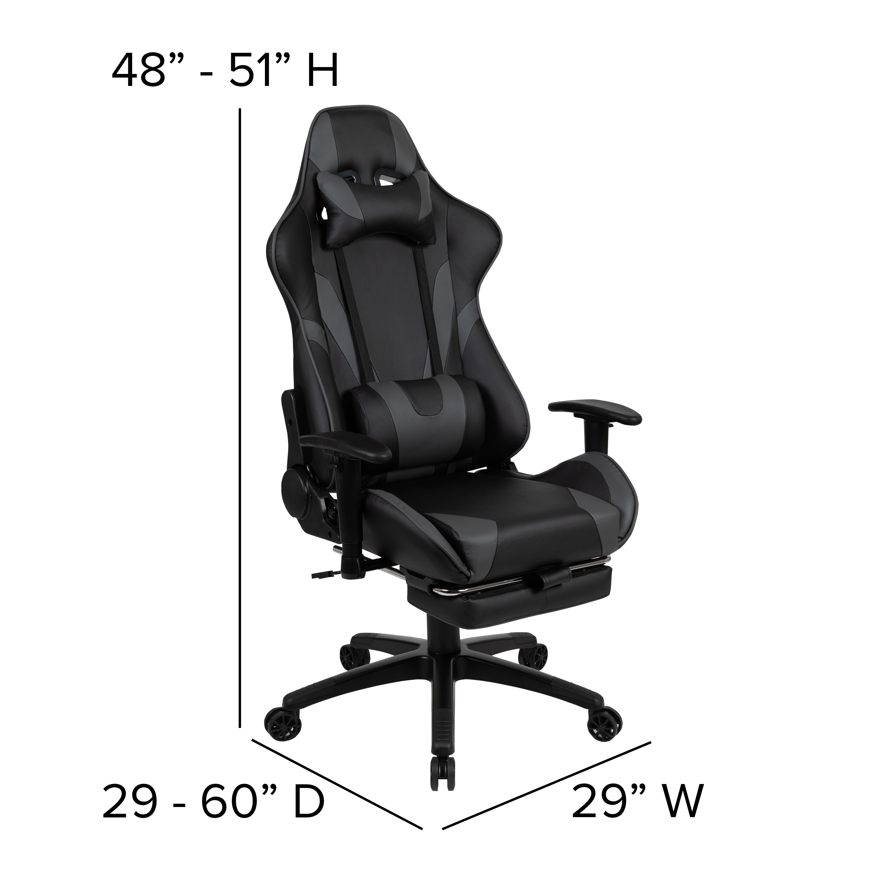 Optis Red Gaming Desk with Cup Holder/Headphone Hook & Gray Reclining Gaming Chair with Footrest