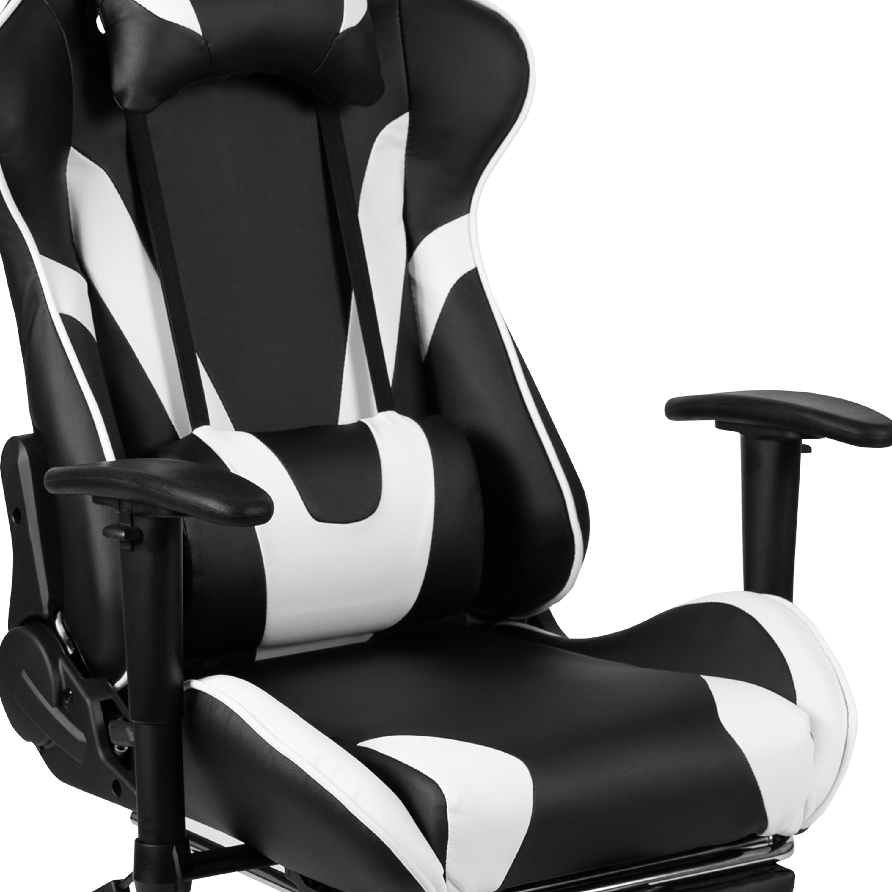 Optis Black Gaming Desk and Black Footrest Reclining Gaming Chair Set with Cup Holder, Headphone Hook, and Monitor/Smartphone Stand