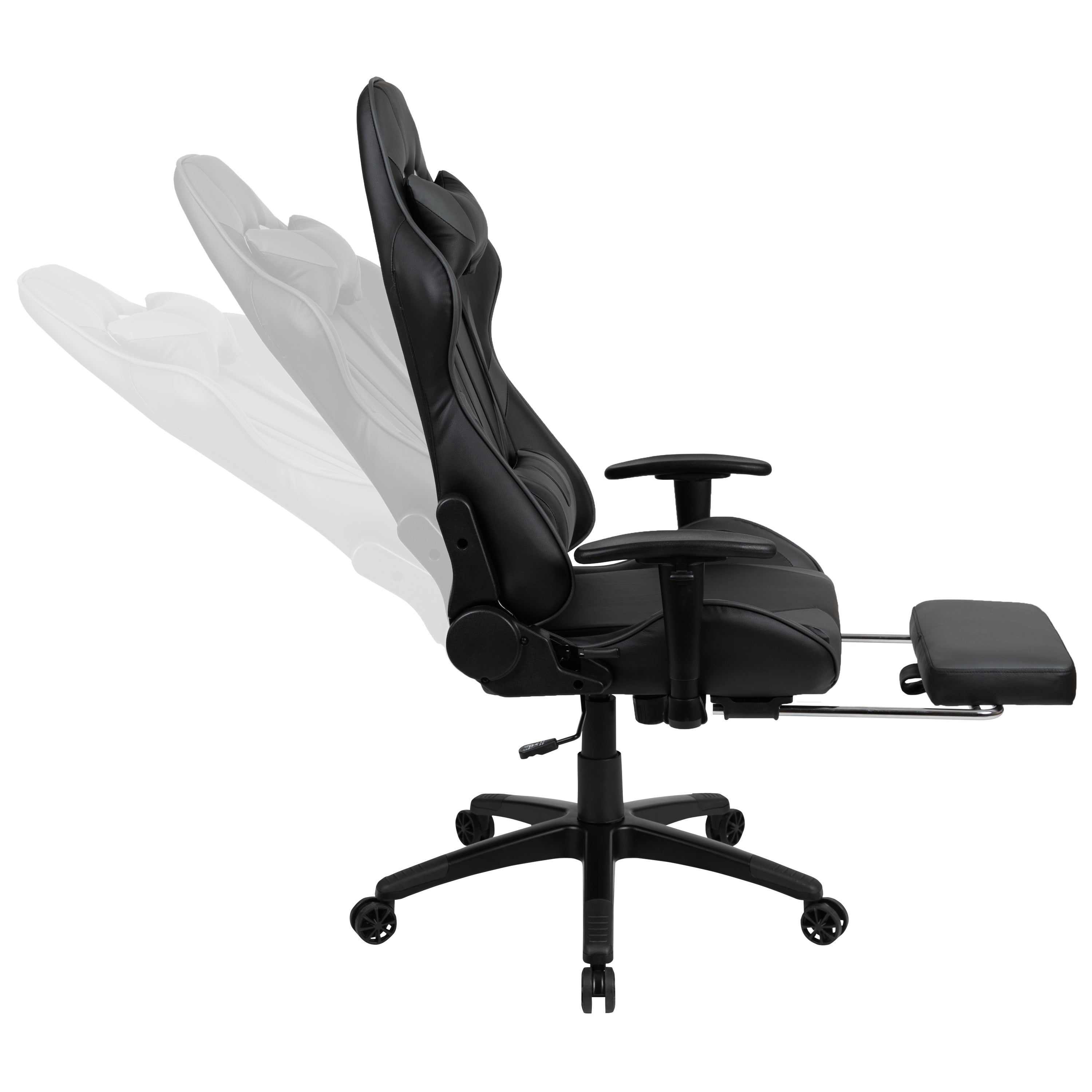 Optis Black Gaming Desk with Cup Holder/Headphone Hook and Monitor/Smartphone Stand & Gray Reclining Gaming Chair with Footrest