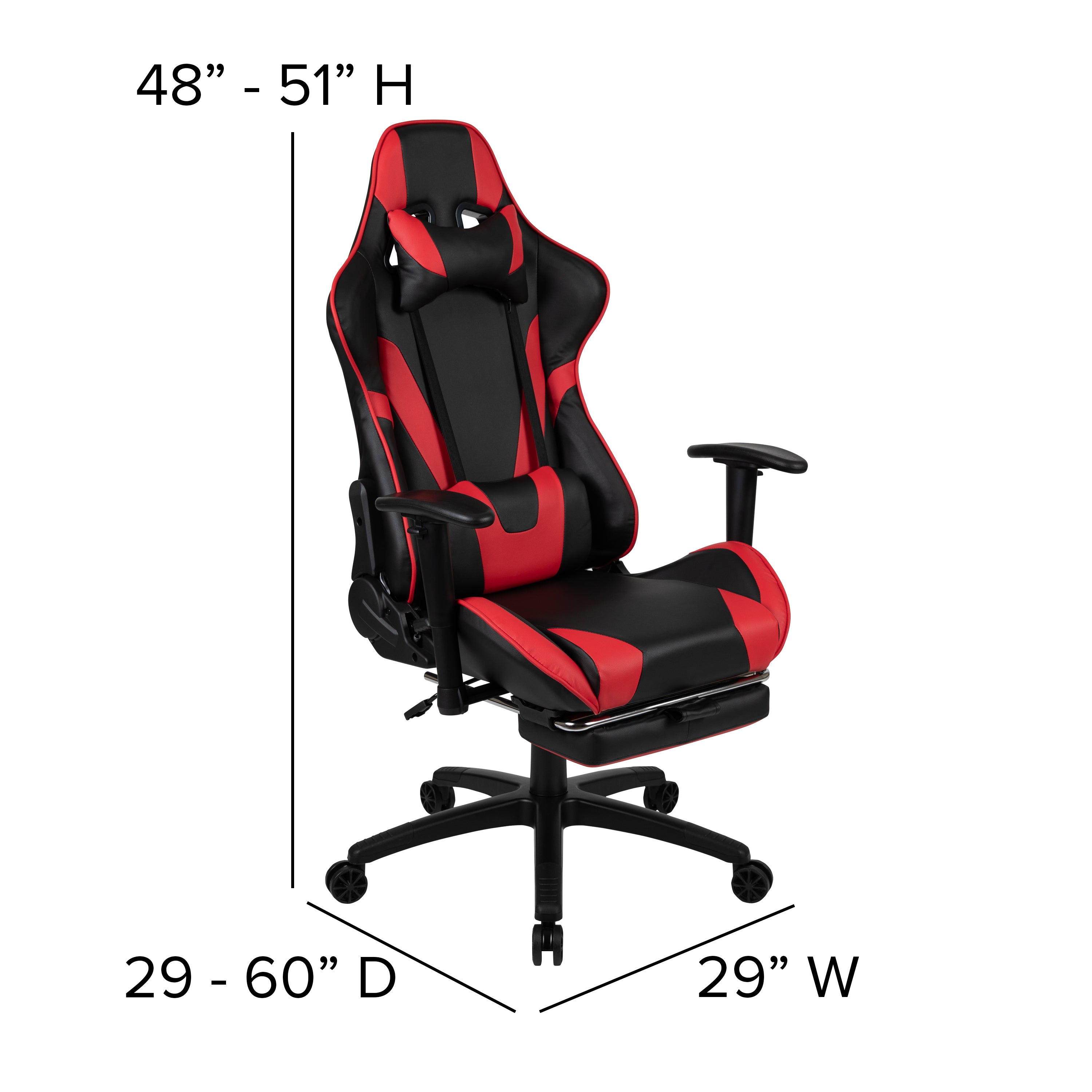Black Gaming Desk and Red/Black Footrest Reclining Gaming Chair Set with Cup Holder, Headphone Hook, & Monitor/Smartphone Stand