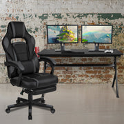 Optis Gaming Desk with Cup Holder/Headphone Hook/Removable Mousepad Top & Black Reclining Back/Arms Gaming Chair with Footrest