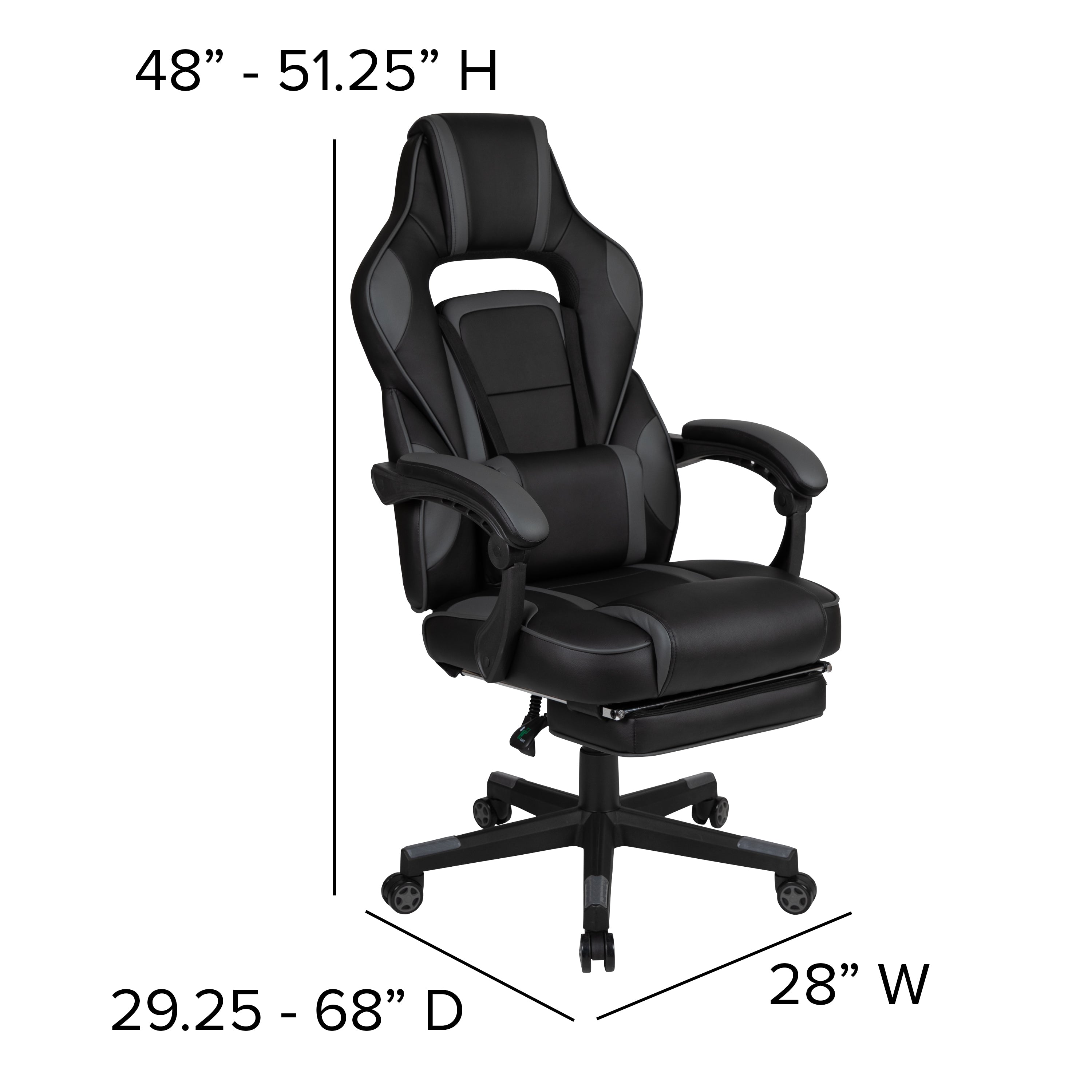 Optis Red Gaming Desk with Cup Holder/Headphone Hook & Black Reclining Back/Arms Gaming Chair with Footrest
