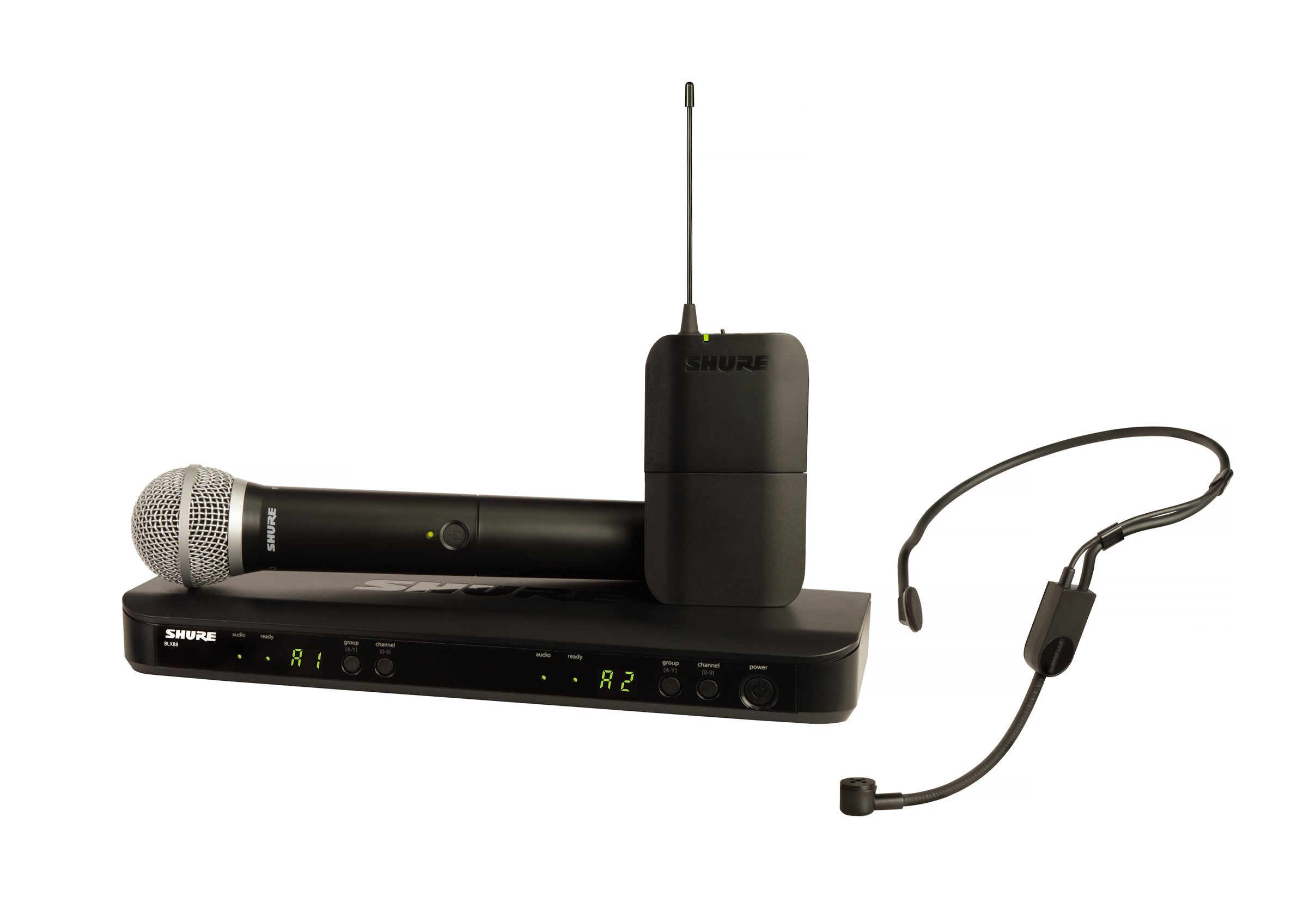 Shure BLX1288-P31-H10 Wireless Combo System with PG58 Handheld and PGA31 Headset. H10 Band