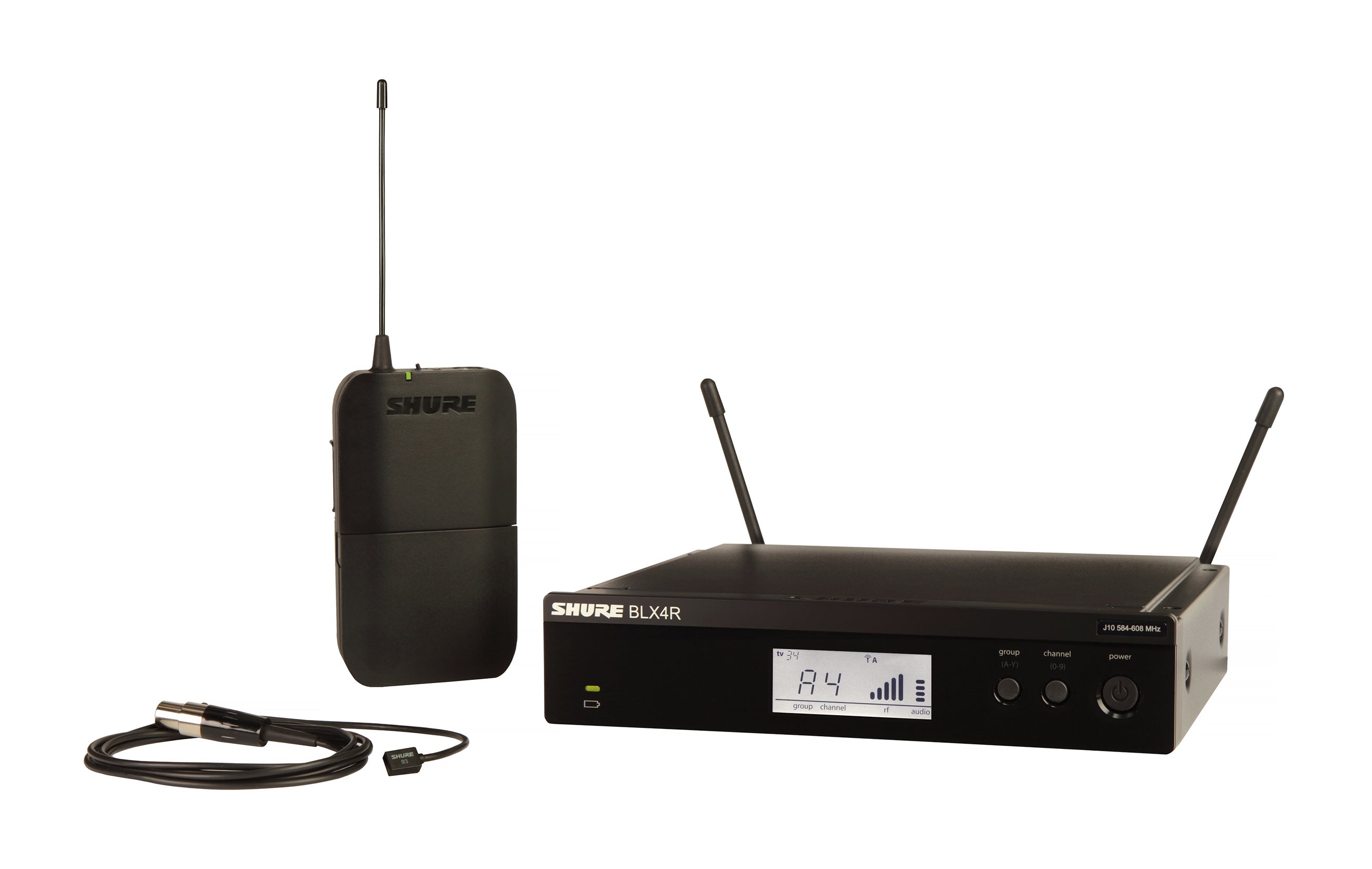 Shure BLX14R/W93-H10 Instrument System With Receiver Bodypack Transmitter and Lav Mic. H10 Band