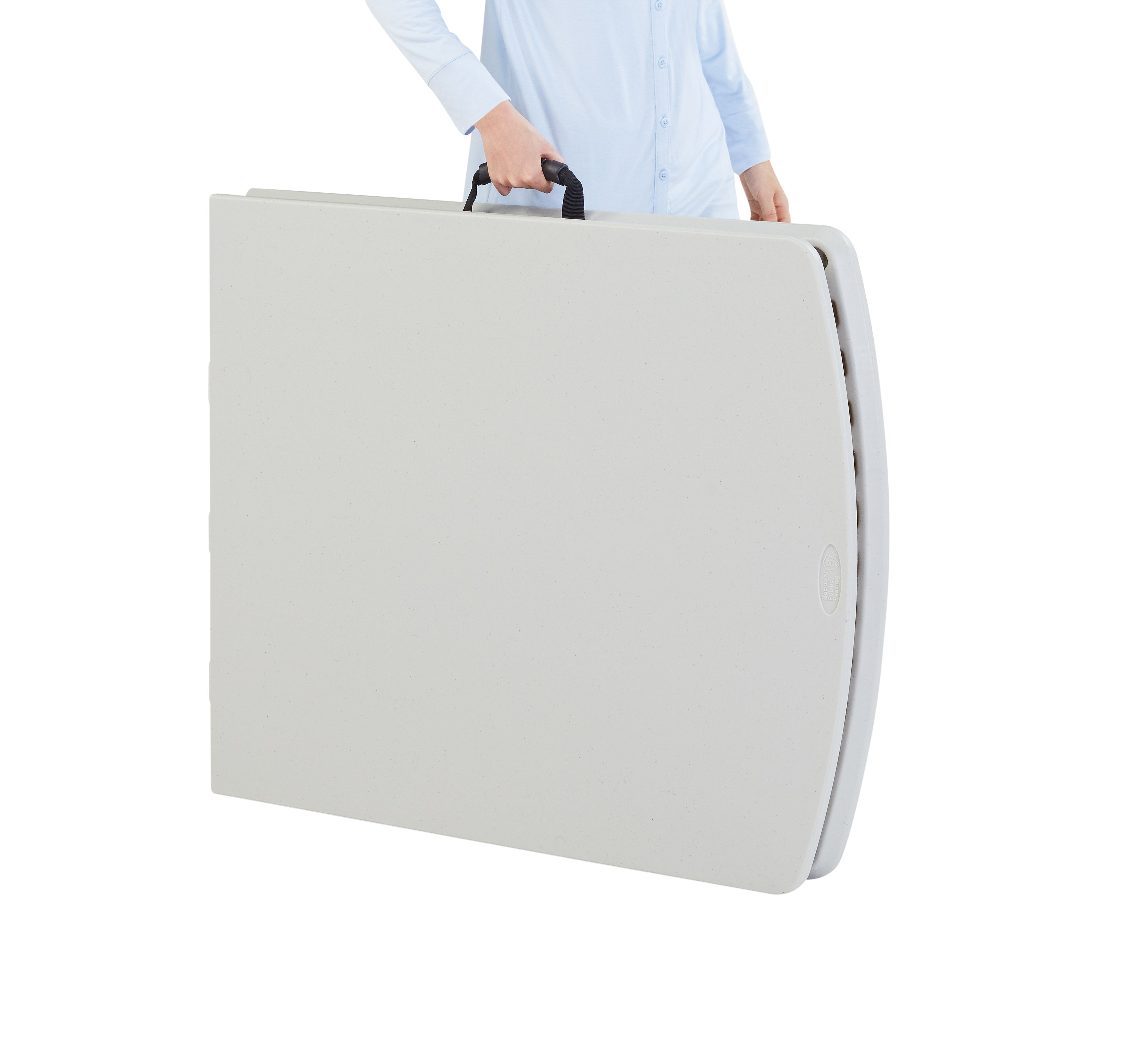NPS® 30" x 72" Heavy Duty Fold-in-Half Table, Surface Color: Speckled Grey, Frame Color: Grey
